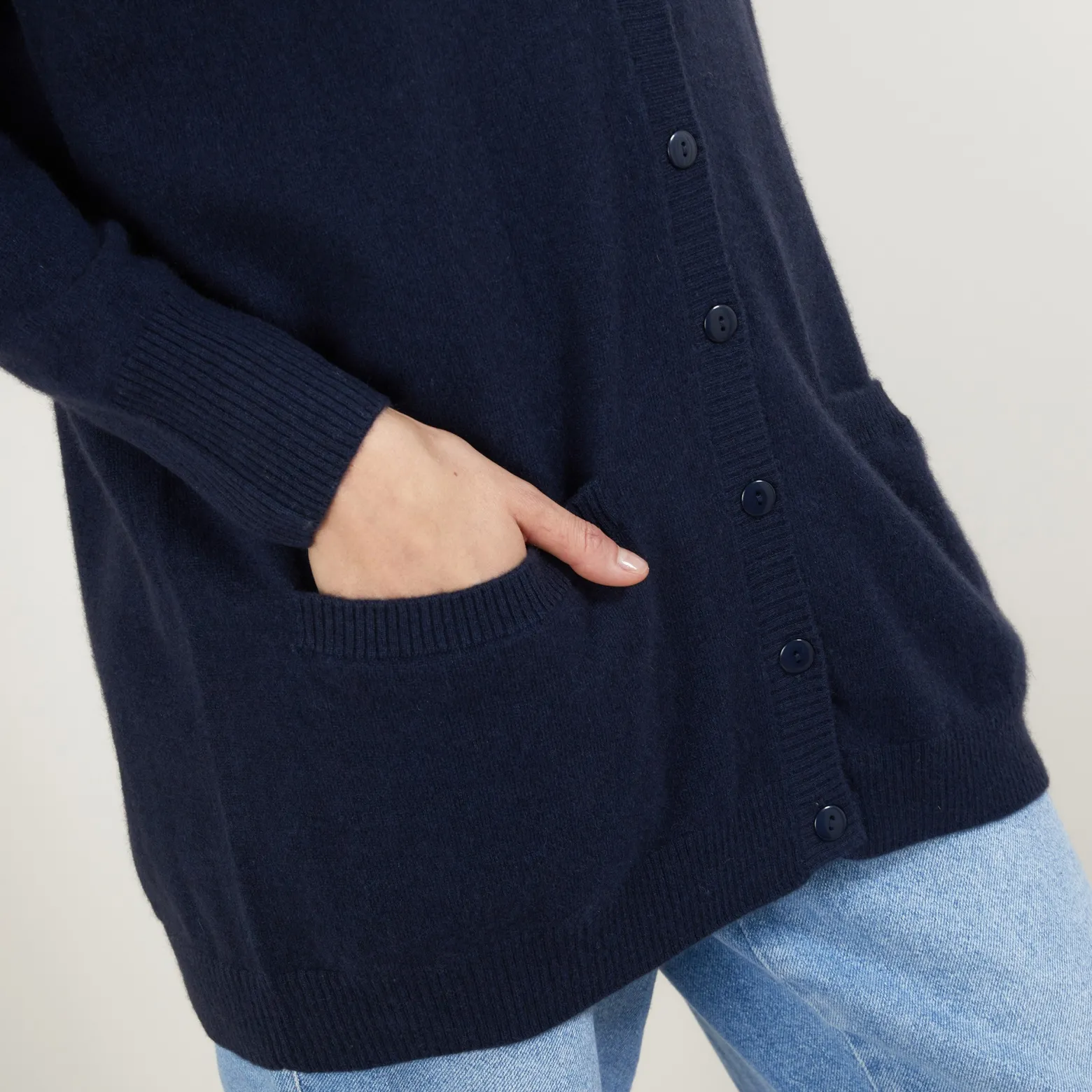 Montagut Long cardigan with pockets in cashmere - Blush