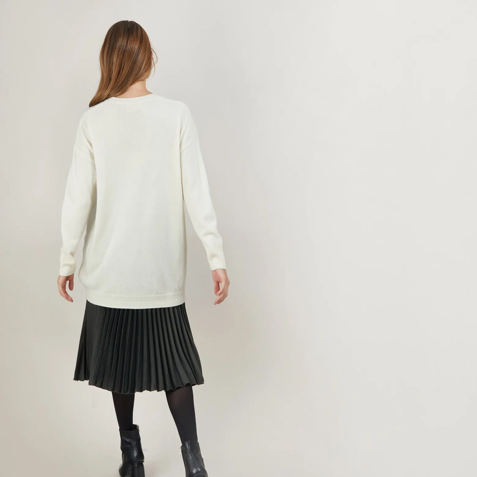 Montagut Long cardigan with pockets in cashmere - Blush