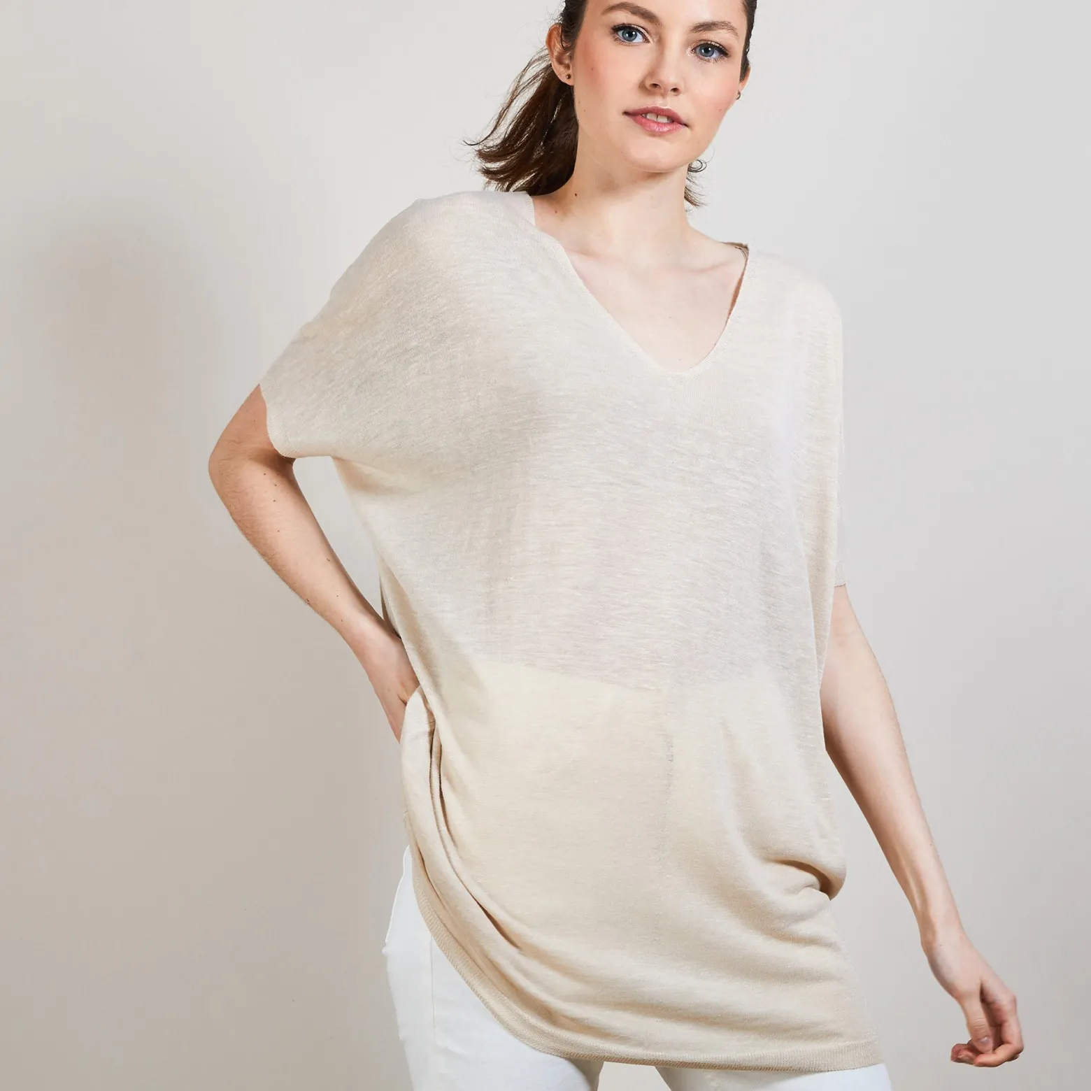 Montagut Long flamed linen T-shirt - Bil
