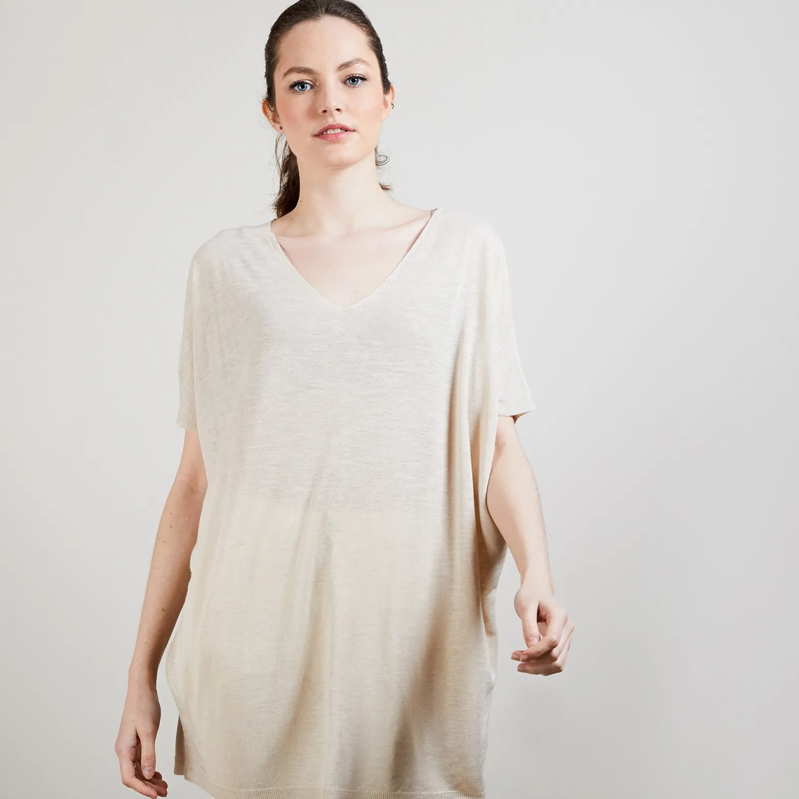 Montagut Long flamed linen T-shirt - Bil