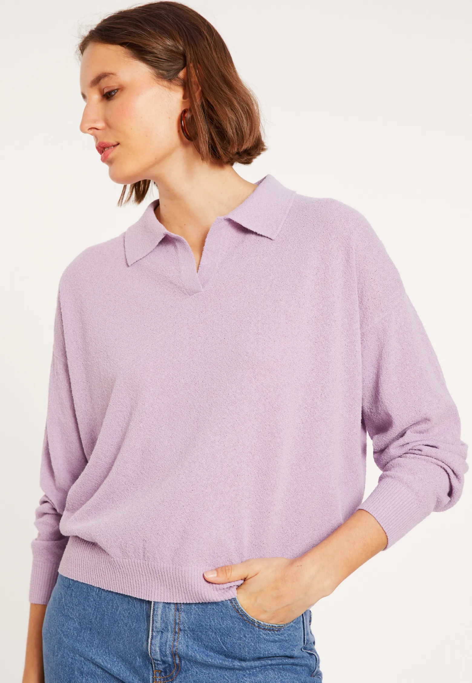 Montagut Long sleeve polo shirt in brushed cotton - Melvina