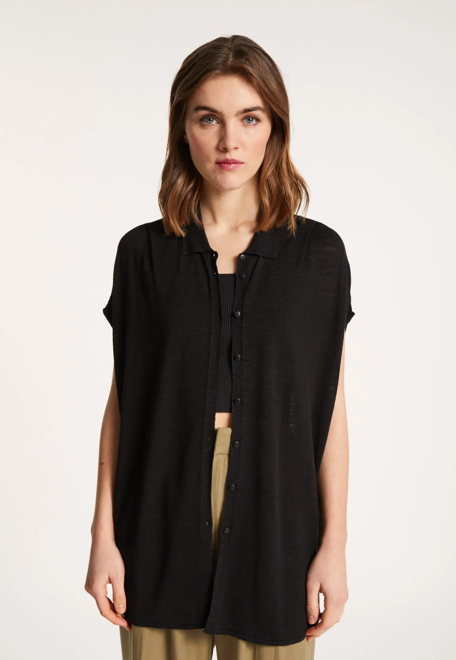 Montagut Long slub linen vest - Nora