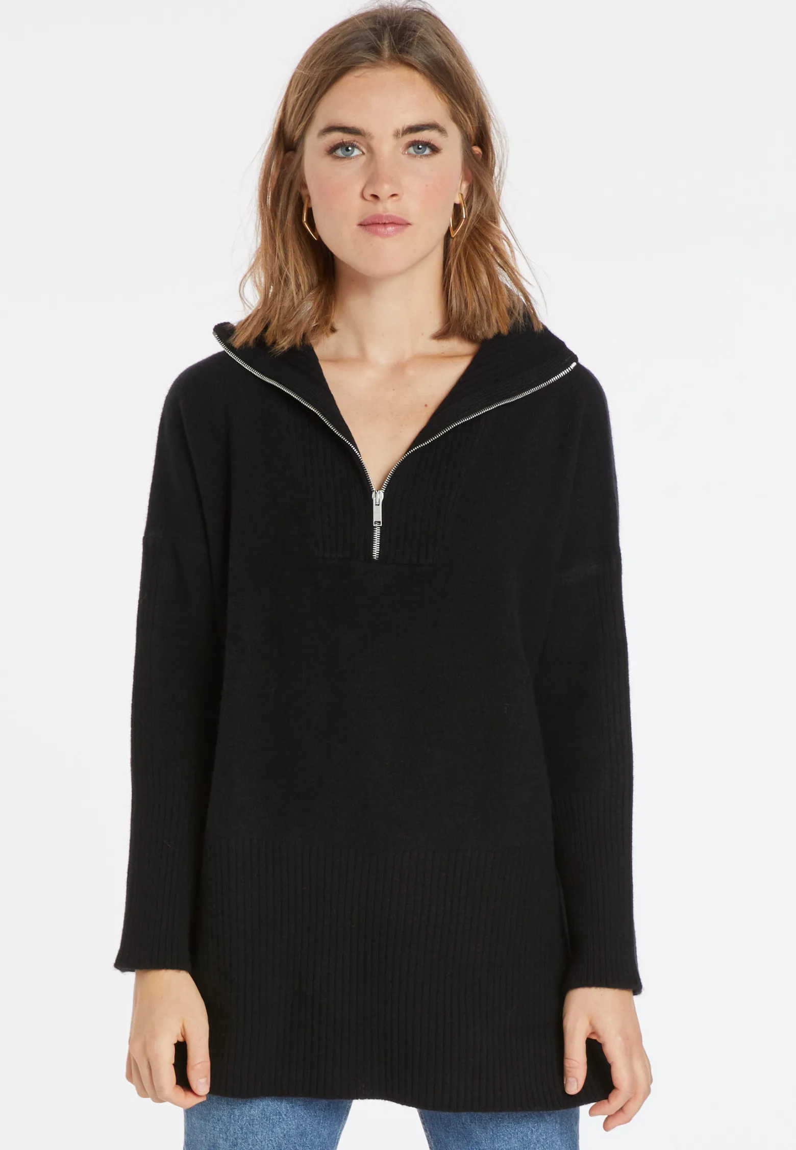 Montagut Long zip-neck sweater in wool and cashmere - Charlotte