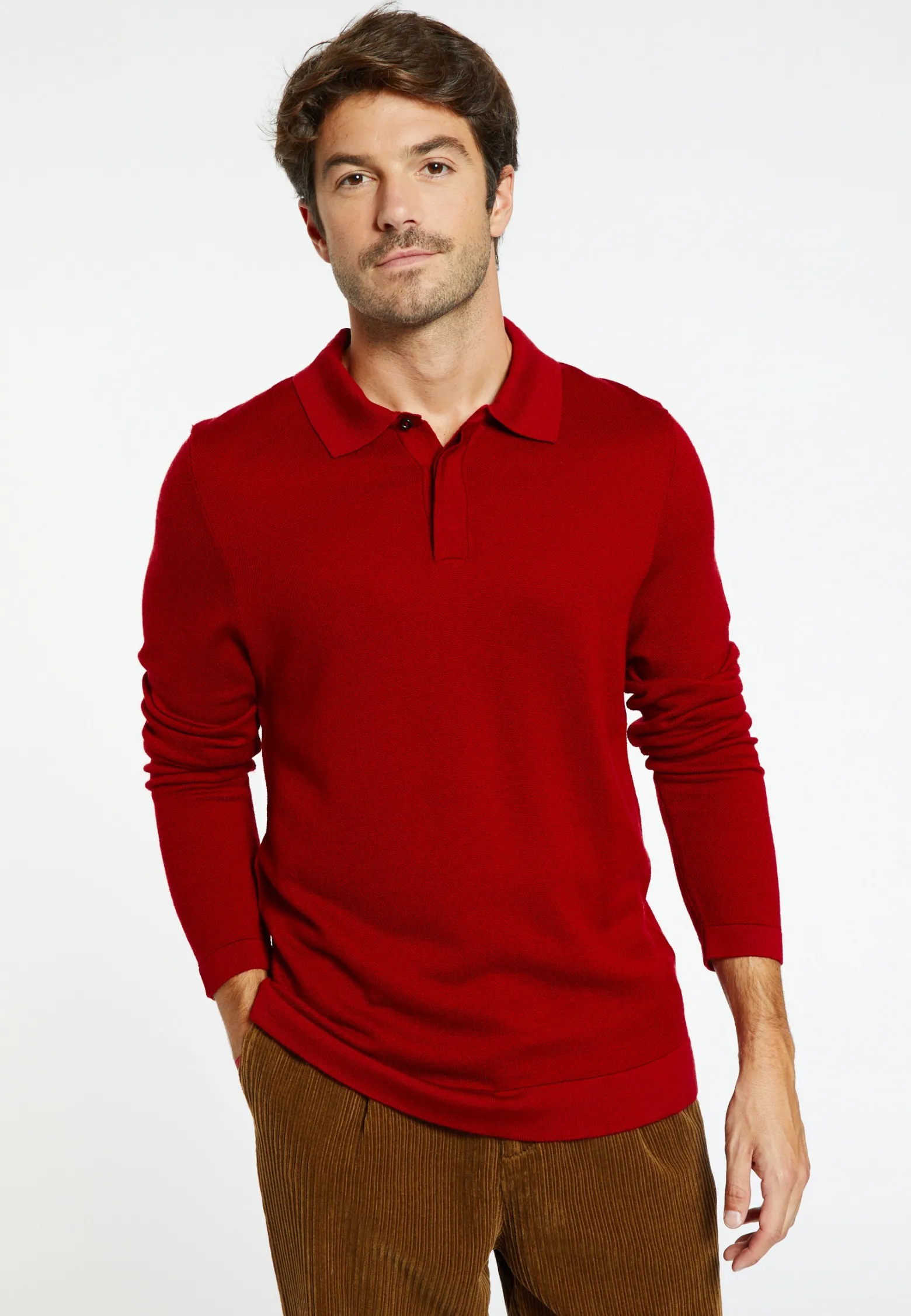 Montagut Long-sleeved polo shirt in merino wool - Sidney