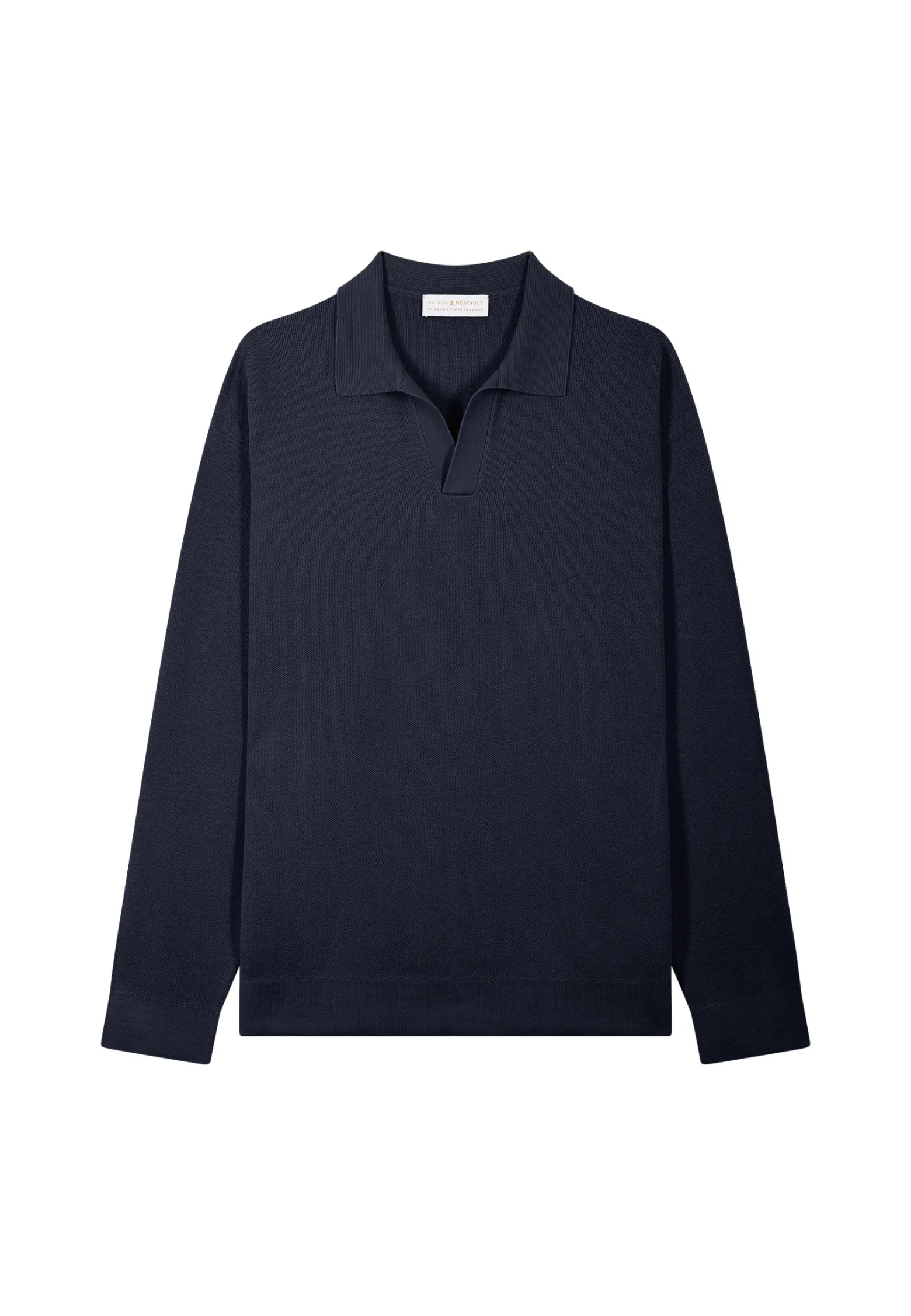 Montagut Long-sleeved polo shirt in flamed cotton and linen - Ido