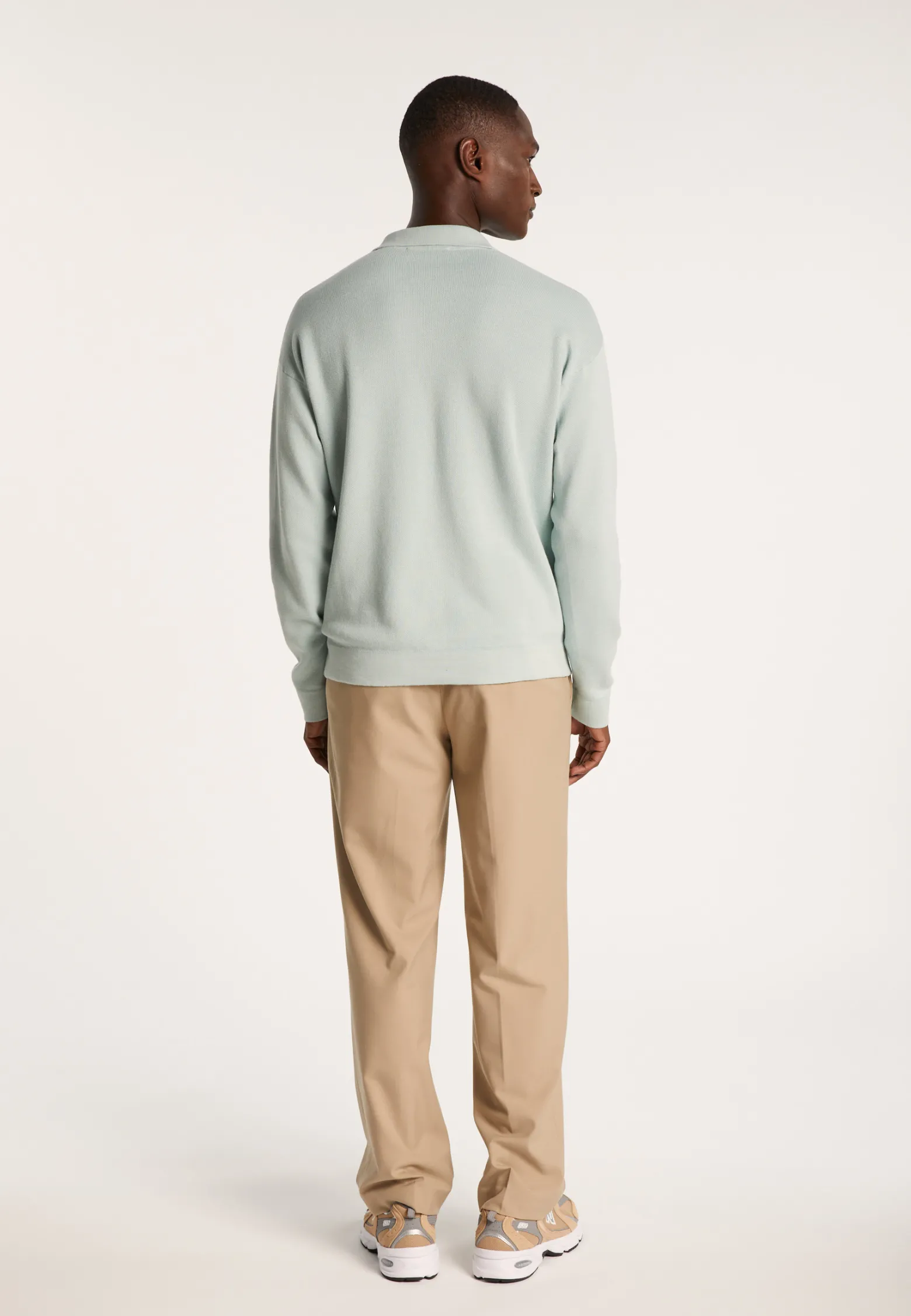 Montagut Long-sleeved polo shirt in flamed cotton and linen - Ido