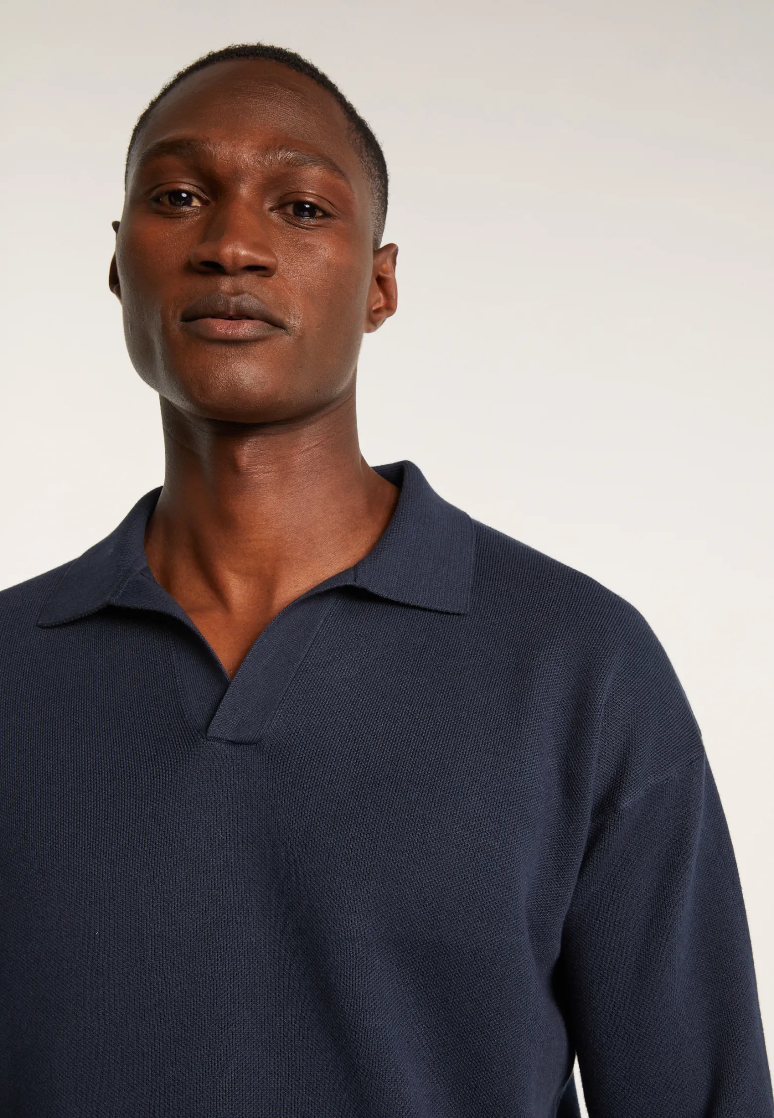 Montagut Long-sleeved polo shirt in flamed cotton and linen - Ido