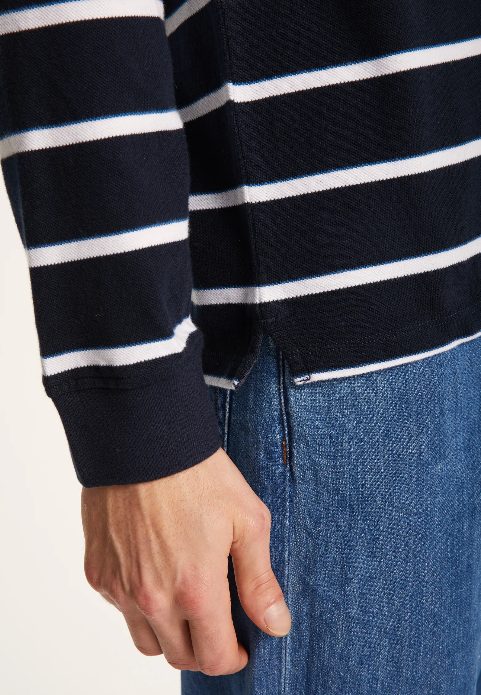 Montagut Long-sleeved striped cotton polo shirt - Pavell