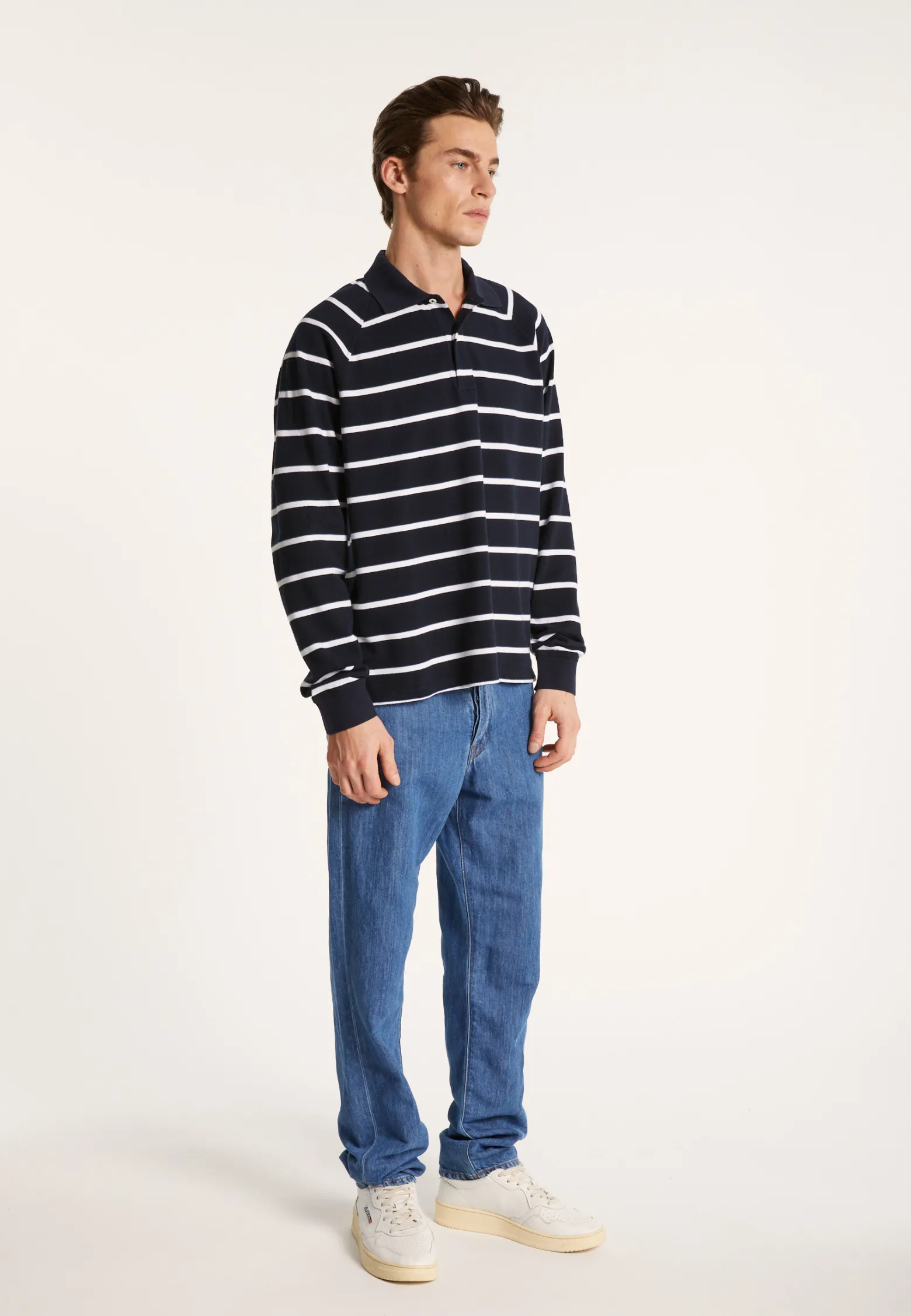 Montagut Long-sleeved striped cotton polo shirt - Pavell