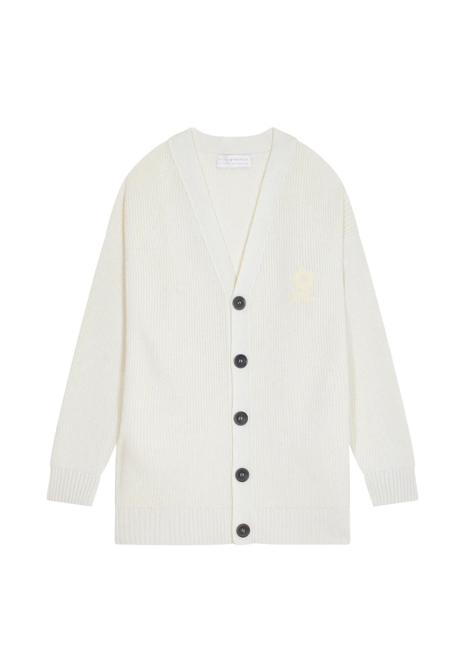 Montagut Loose buttoned cardigan with logo in merino wool - Frederic