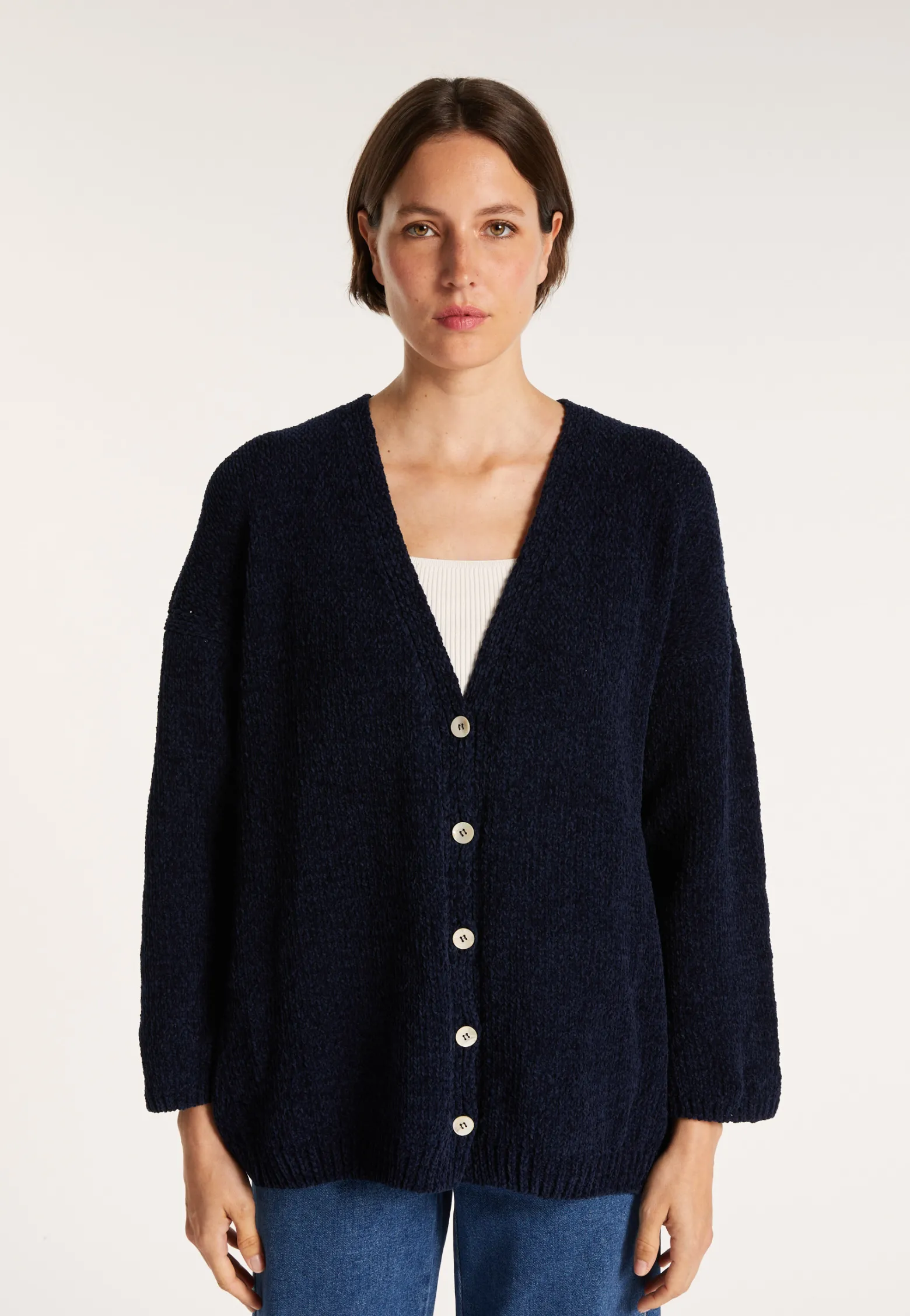 Montagut Loose cardigan in cotton velvet - MOUNIA