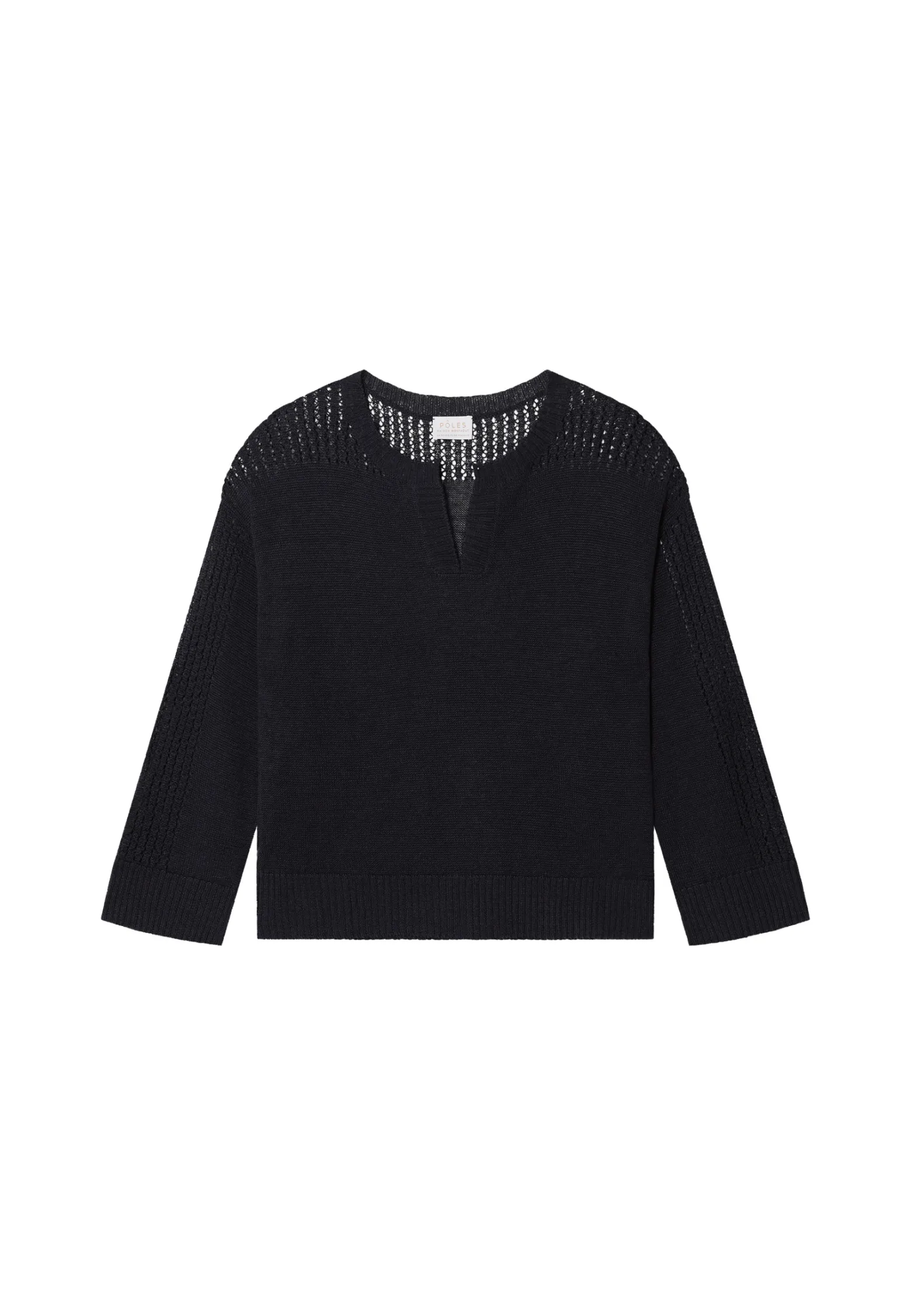Montagut Loose linen sweater with openwork sleeves - Molene