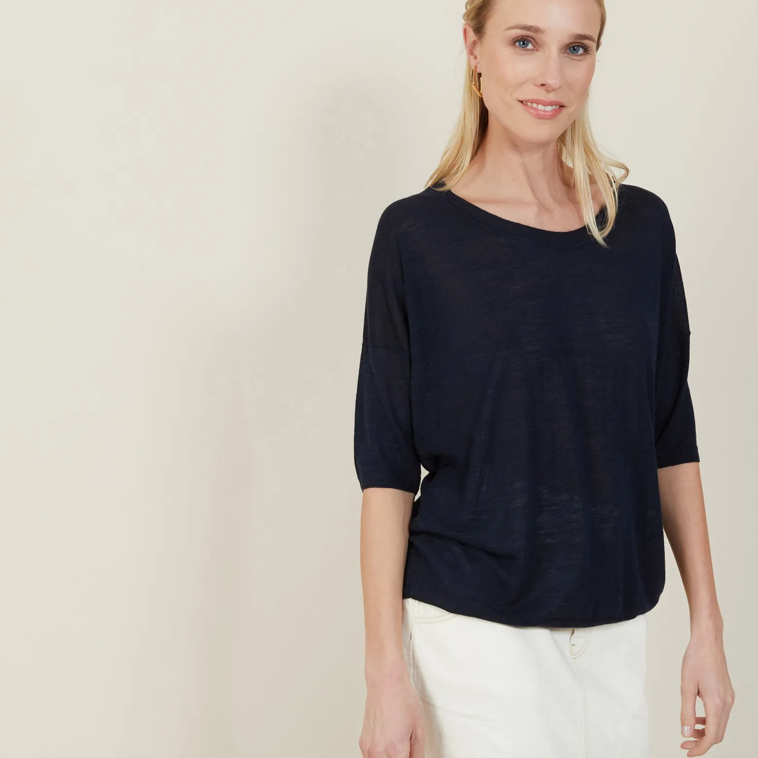 Montagut Loose round-neck slub linen T-shirt - Mairena