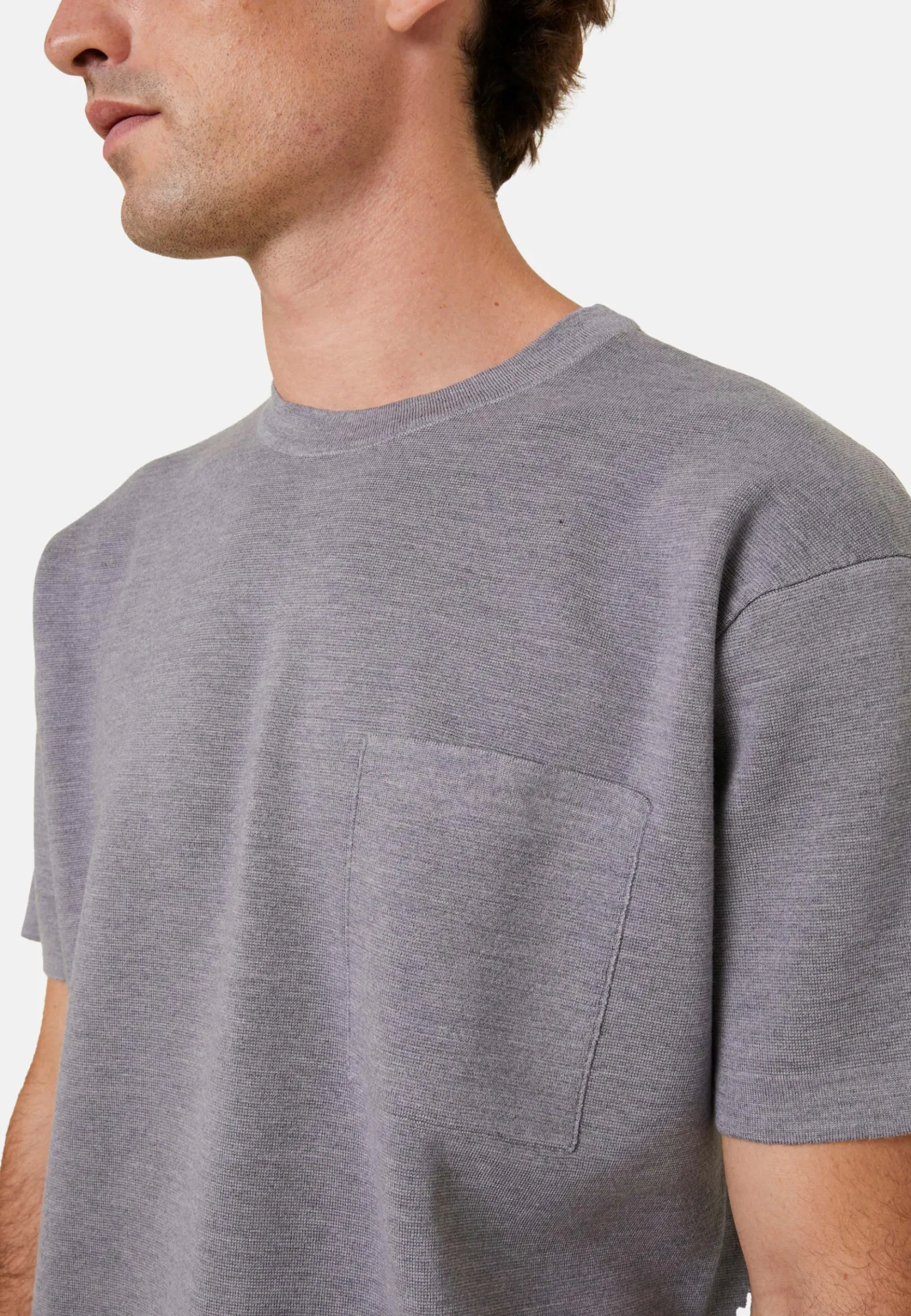 Montagut Loose t-shirt with pocket in merino wool - Florentin