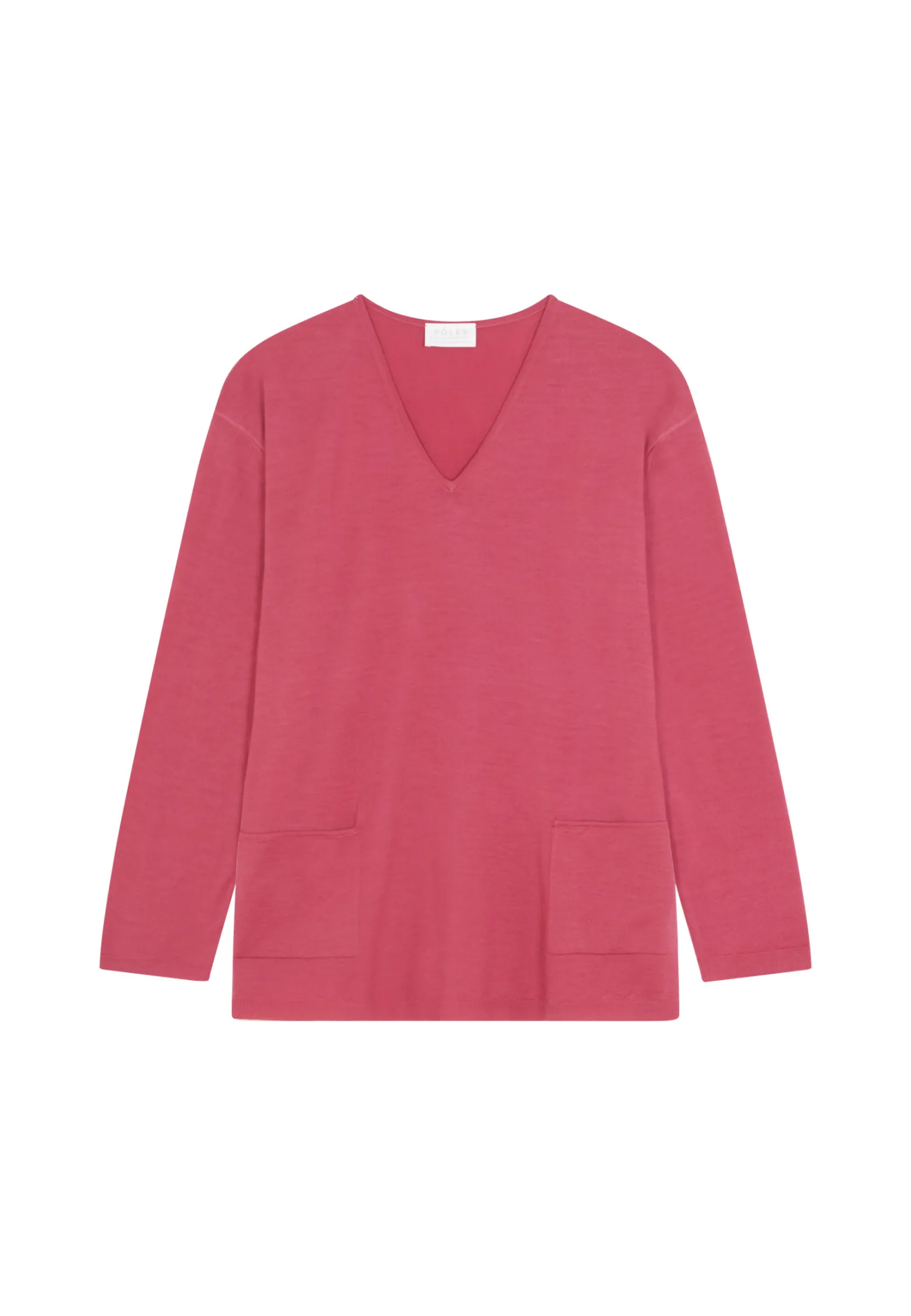 Montagut Loose V-neck sweater with pockets in merino wool - Albertine