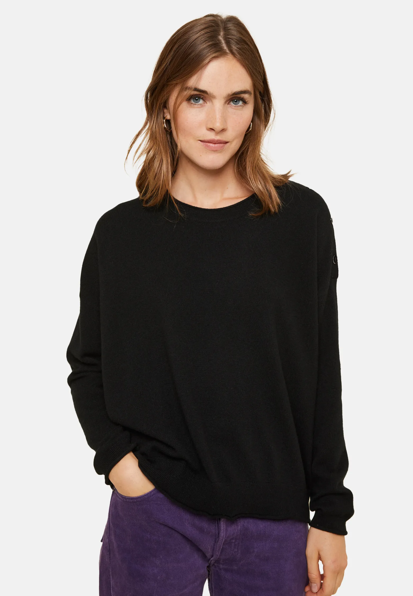 Montagut Loose-fit buttoned cashmere round-neck sweater - Acene