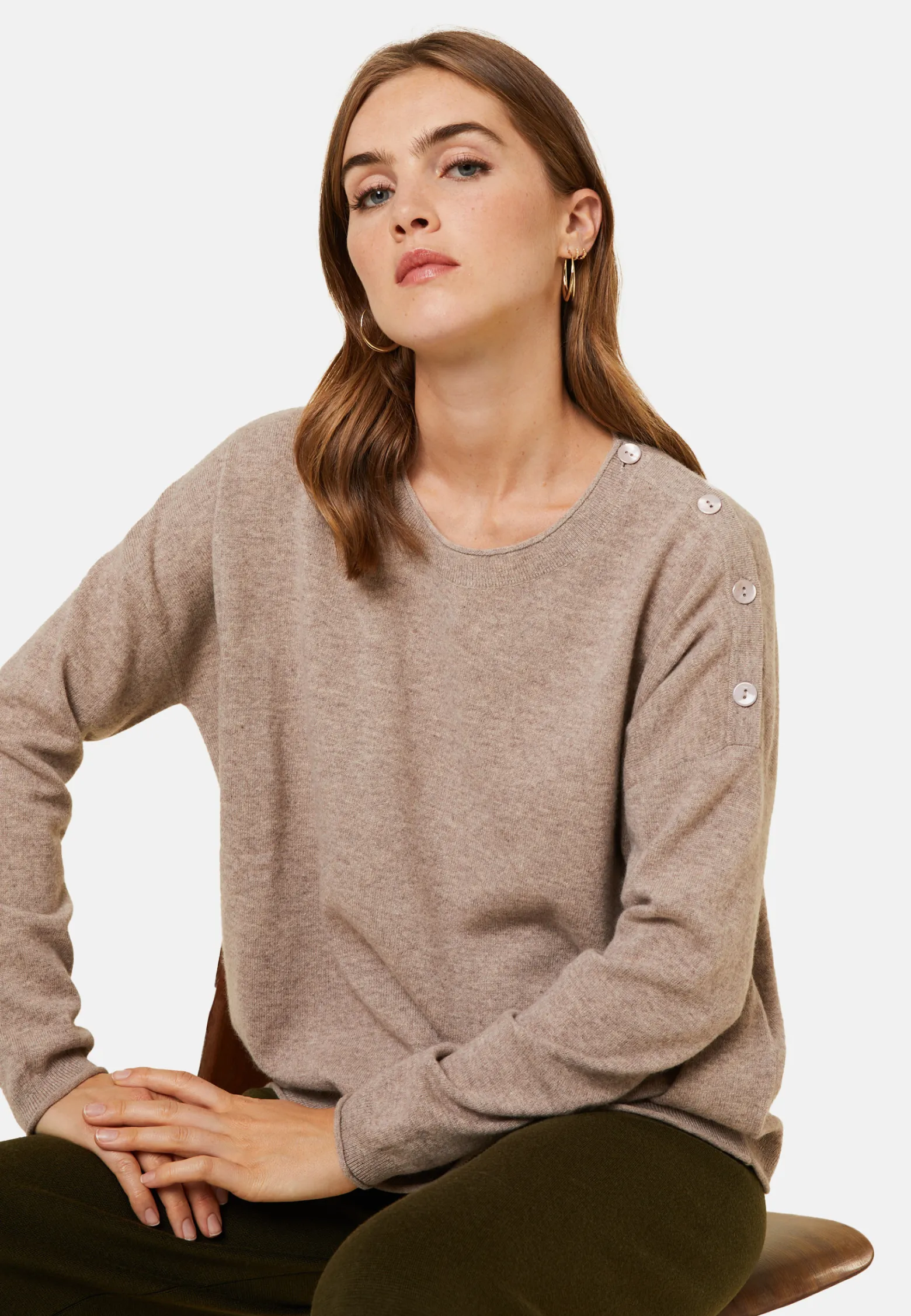 Montagut Loose-fit buttoned cashmere round-neck sweater - Acene
