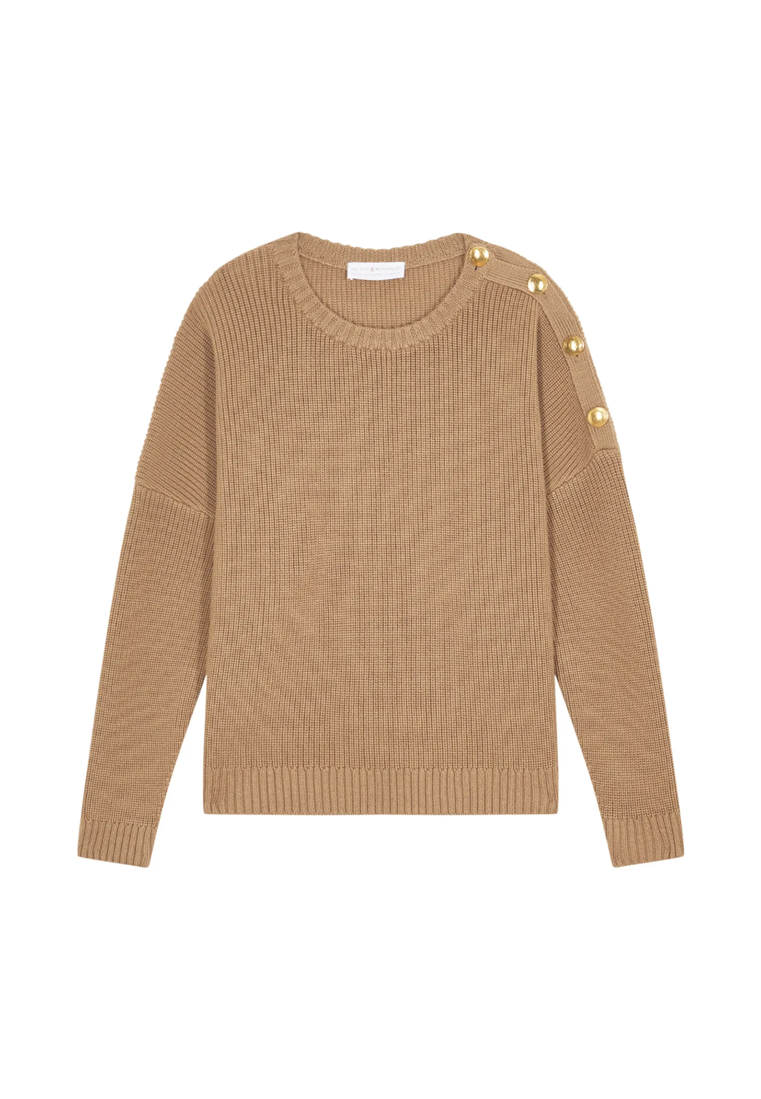 Montagut Merino wool round neck buttoned shoulder sweater - Gao