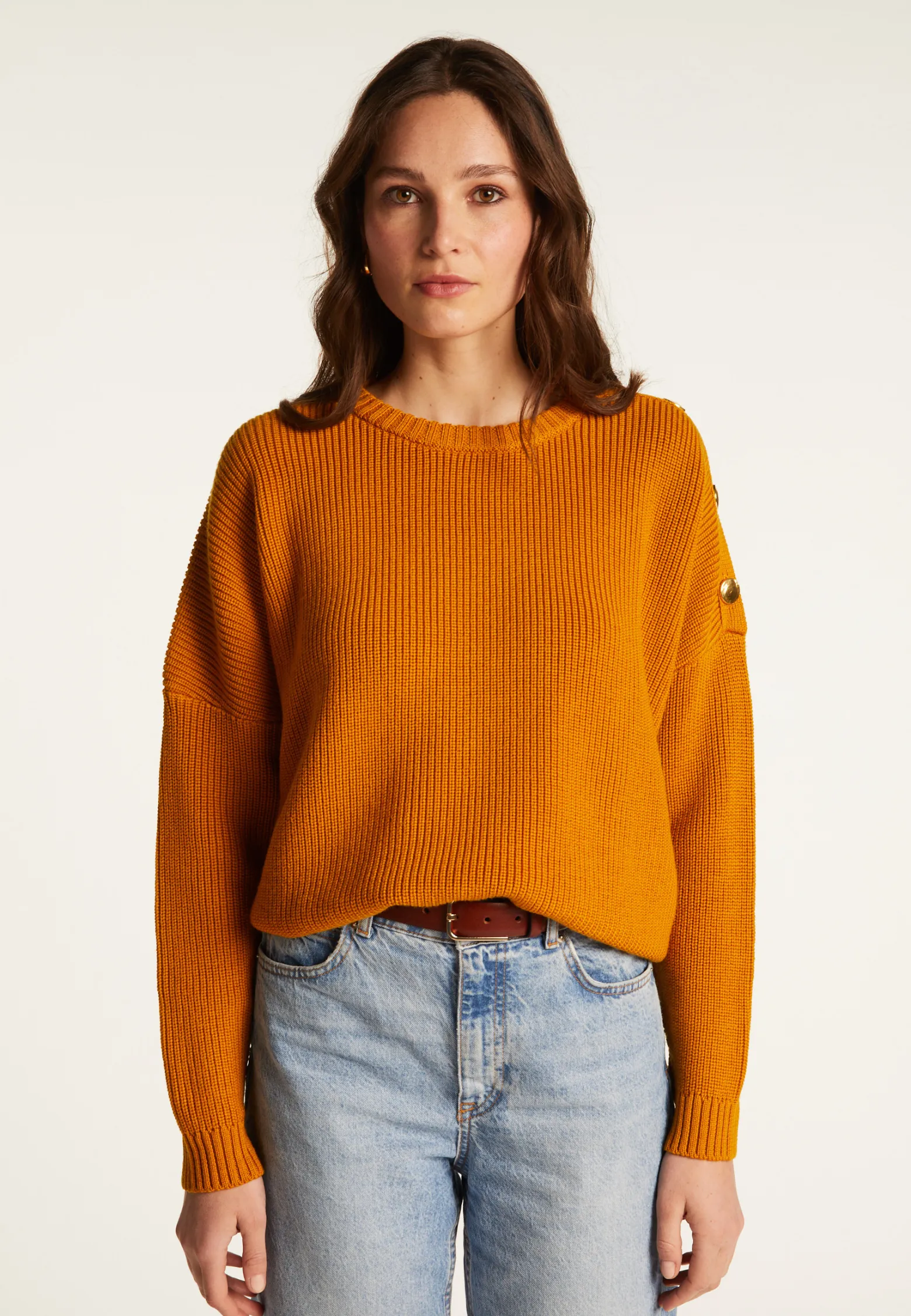 Montagut Merino wool round neck buttoned shoulder sweater - Gao