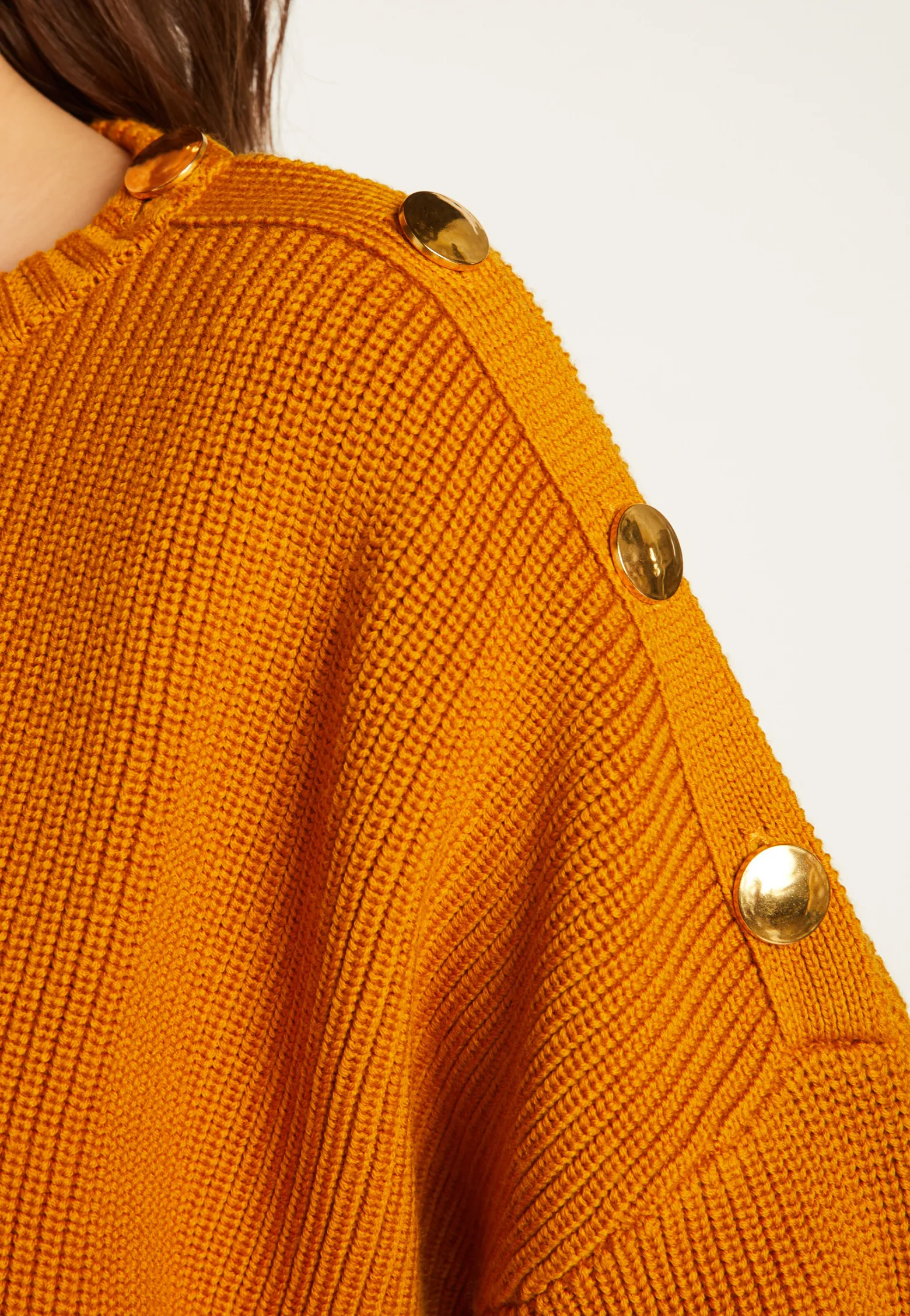 Montagut Merino wool round neck buttoned shoulder sweater - Gao