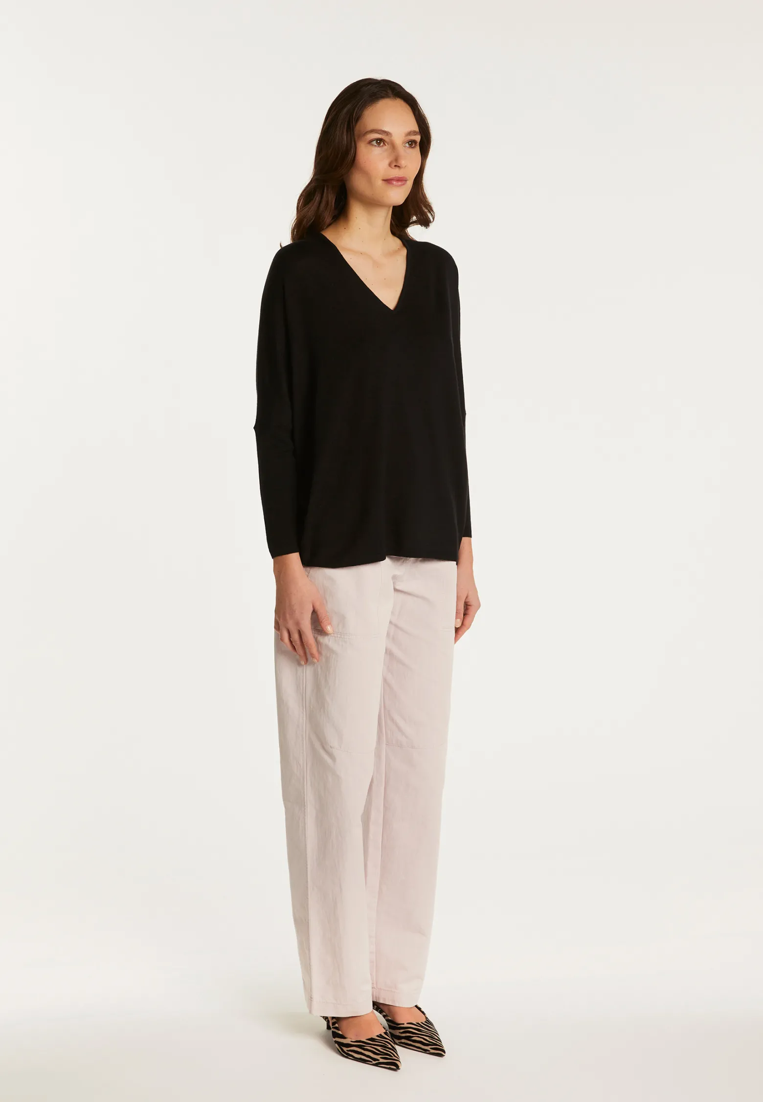 Montagut Merino wool V-neck sweater - Boxe