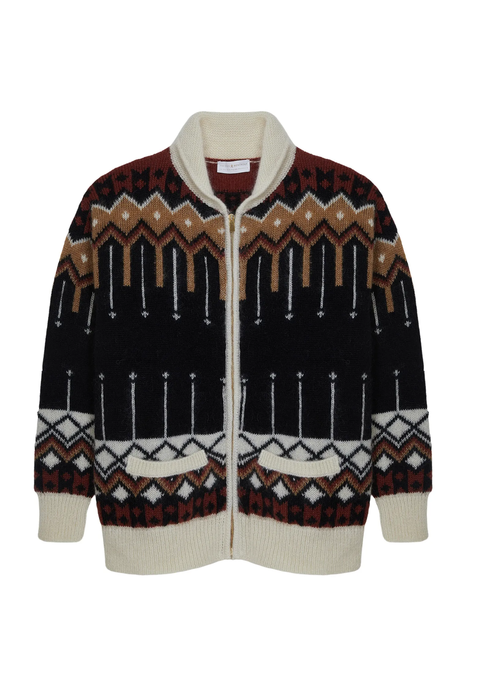 Montagut Mid-length zipped jacket with pockets in mohair - Goia