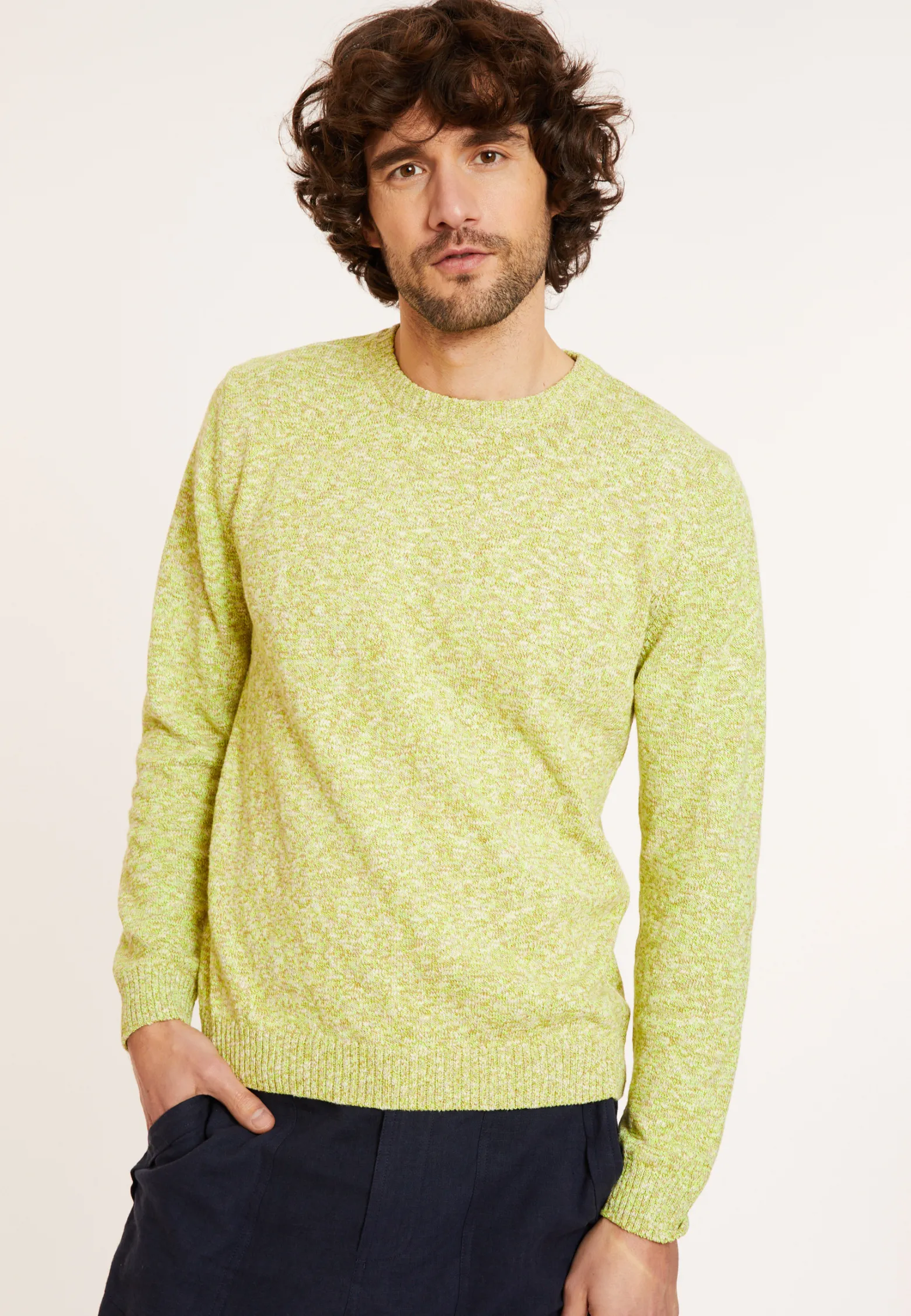 Montagut Mottled cotton round neck sweater - Doume