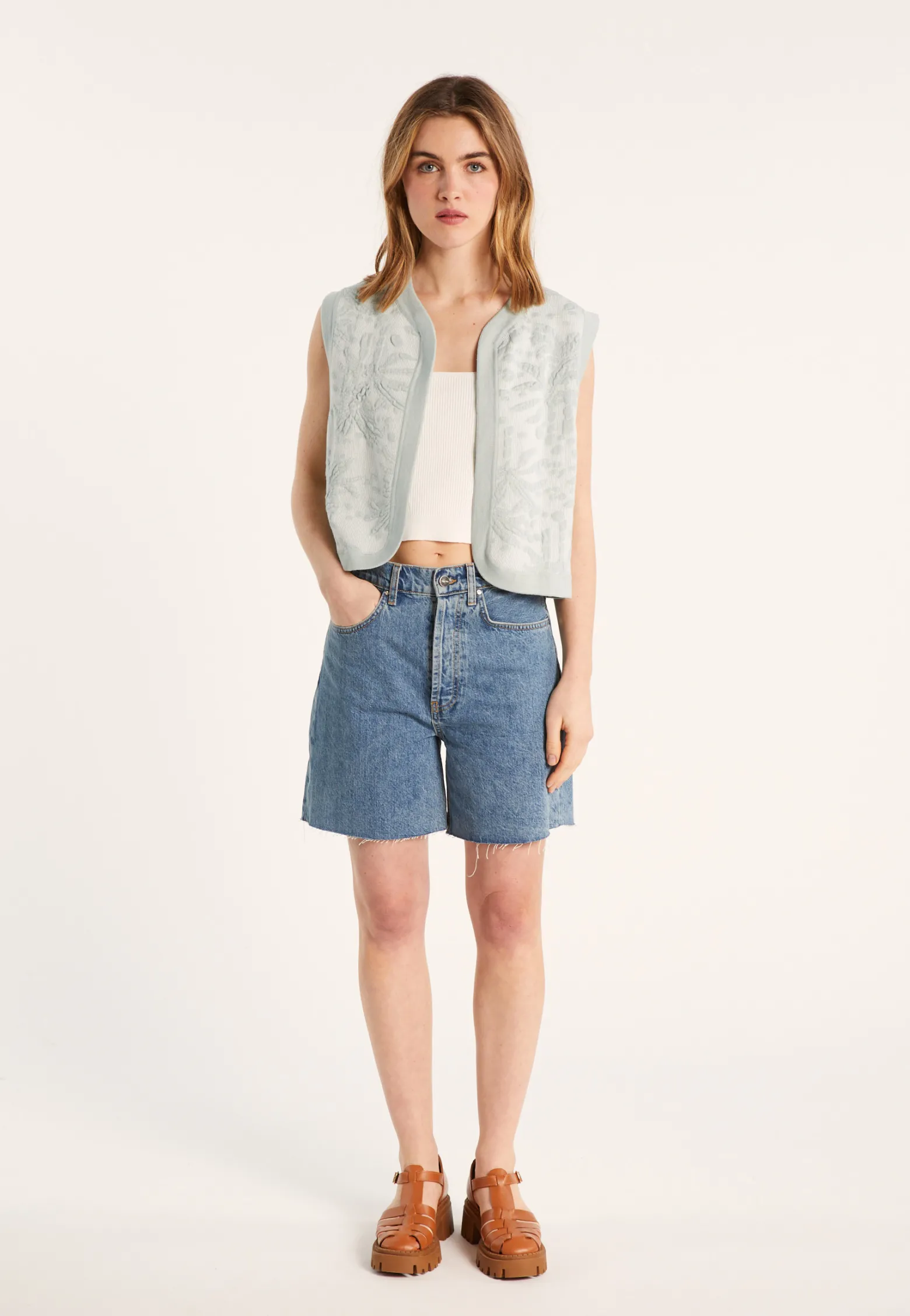Montagut Organic cotton sleeveless jacket - Lorelai