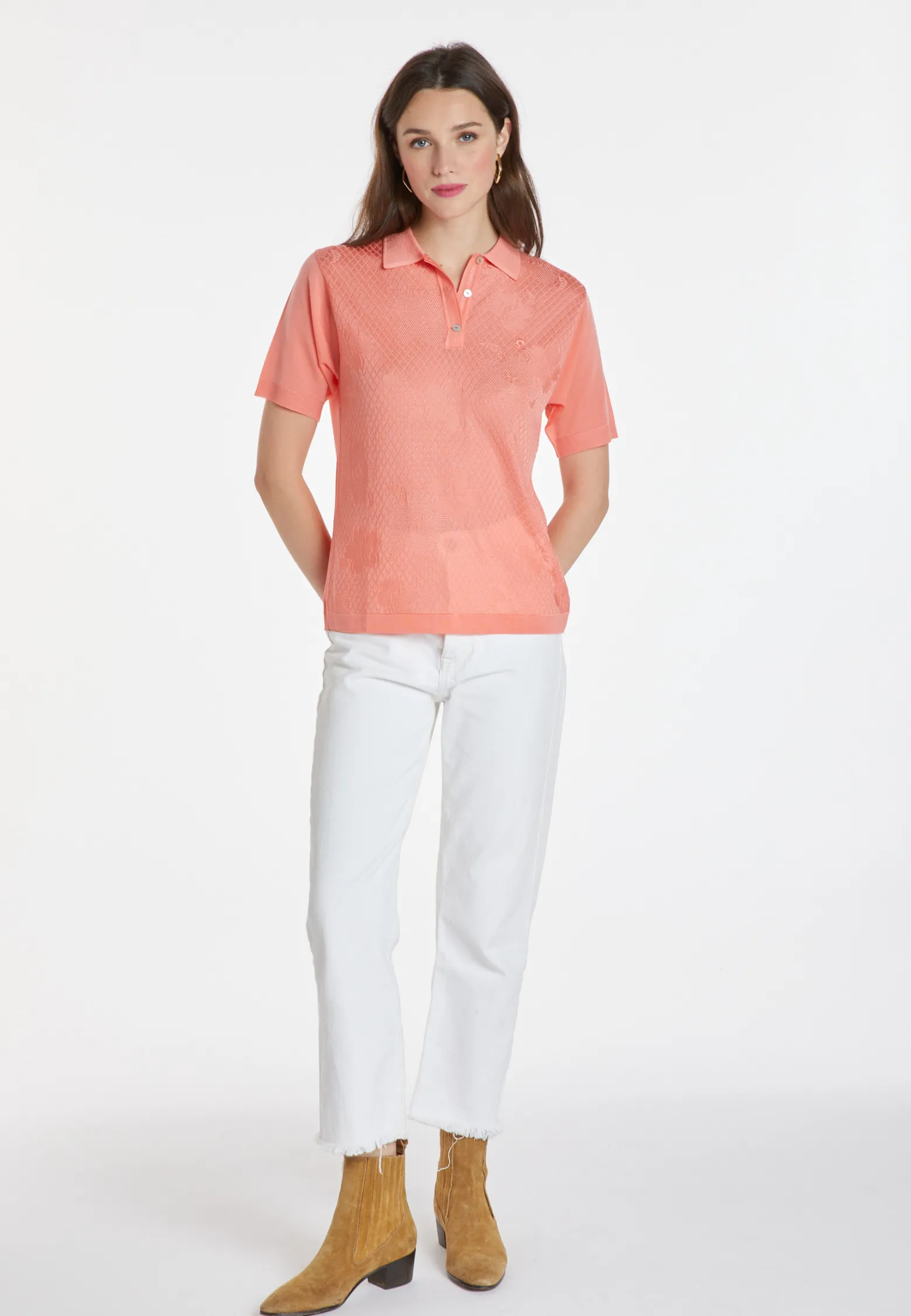 Montagut Patterned polo shirt in Fil Lumière - Karin