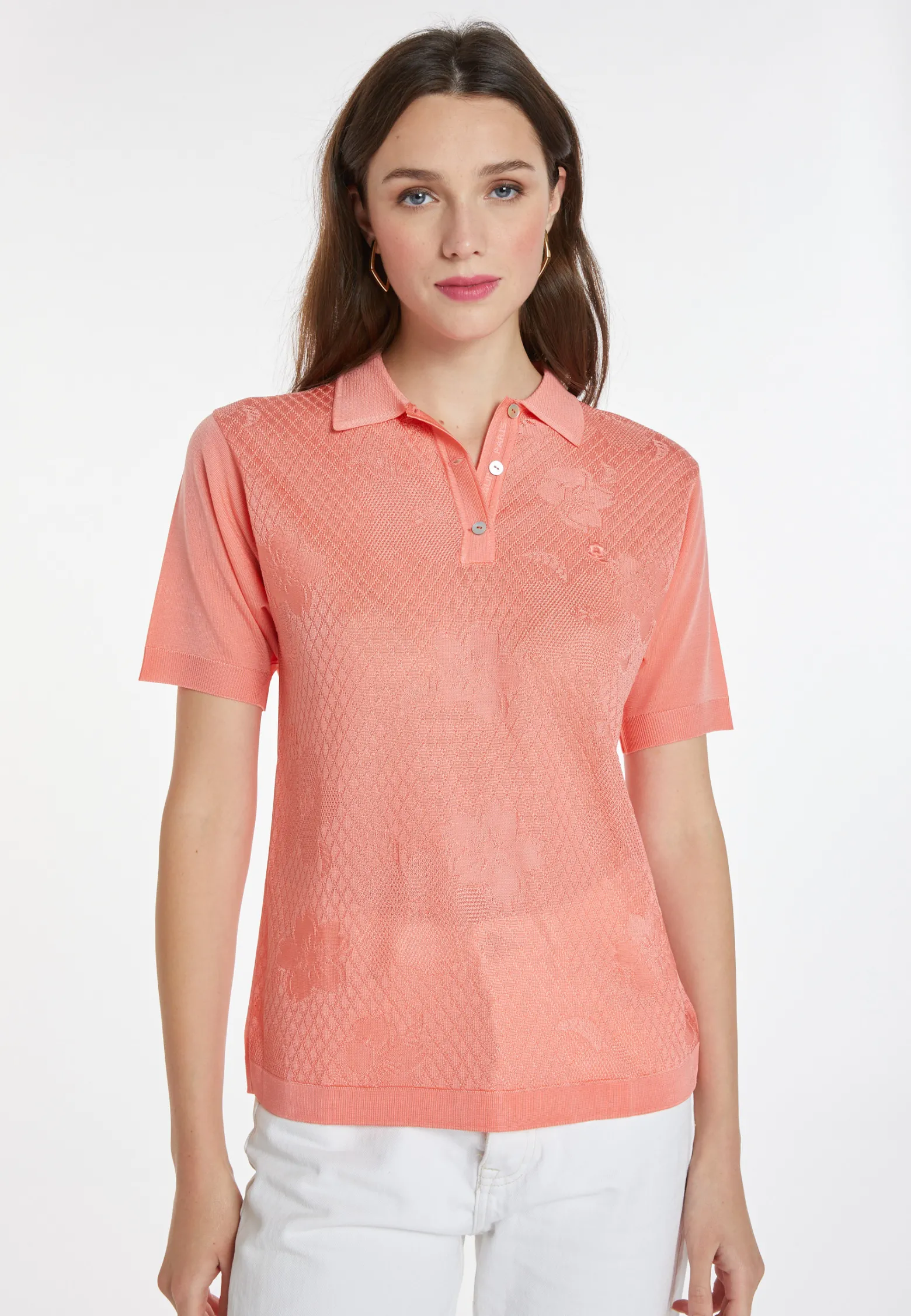 Montagut Patterned polo shirt in Fil Lumière - Karin