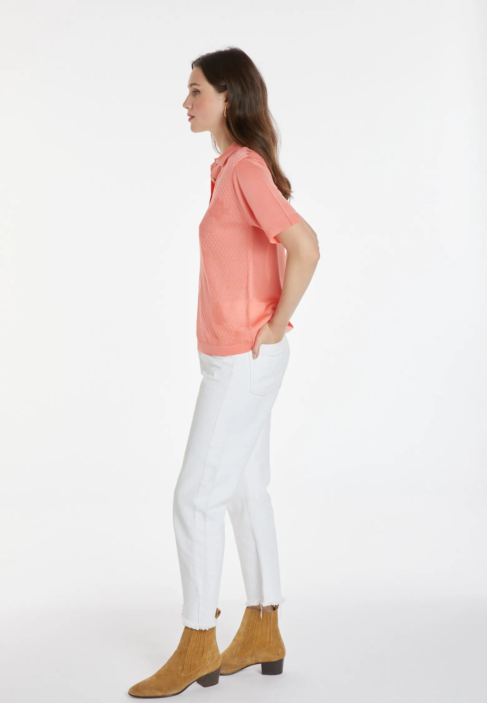 Montagut Patterned polo shirt in Fil Lumière - Karin