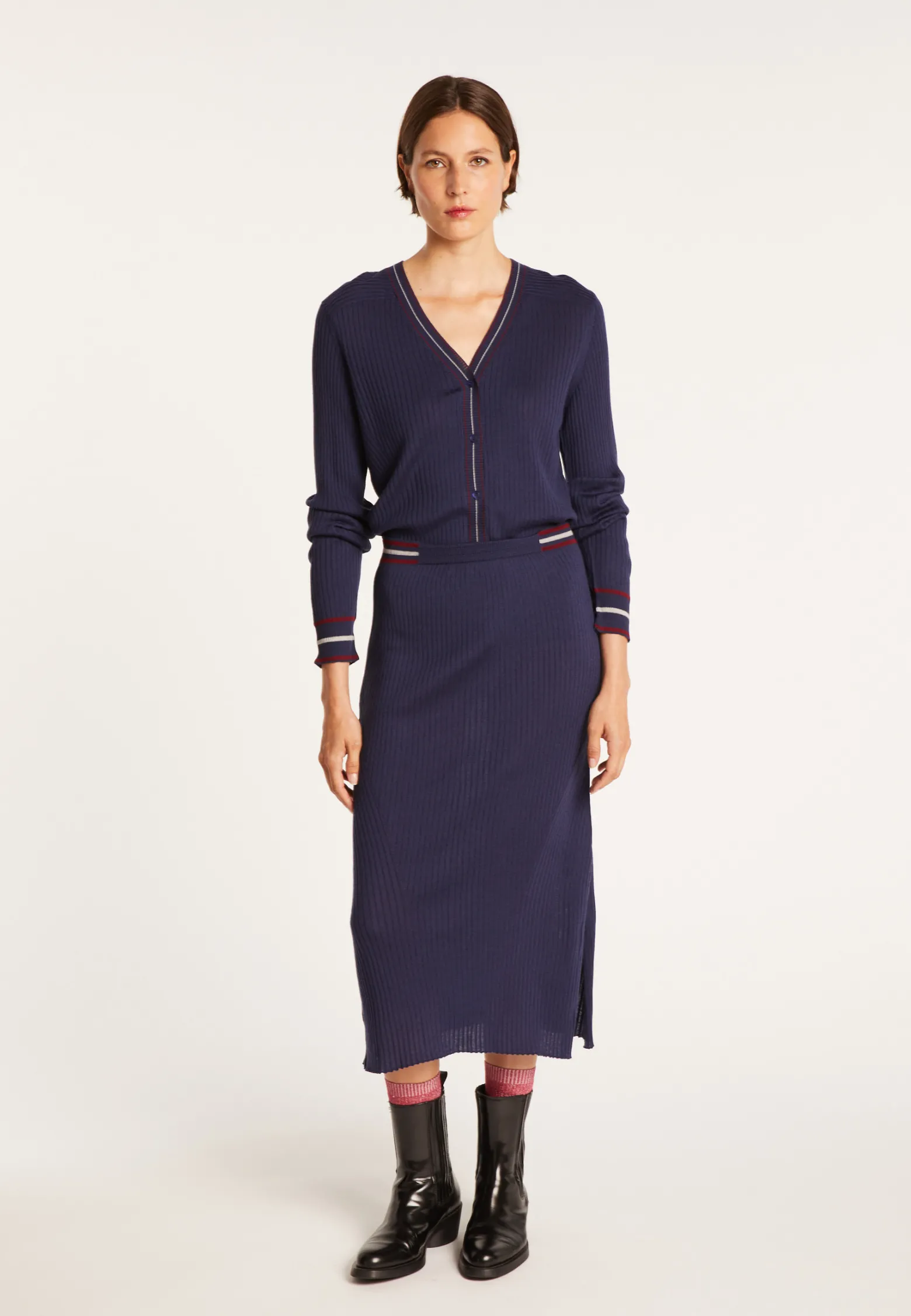 Montagut Pencil skirt in ribbed wool - Etreinte
