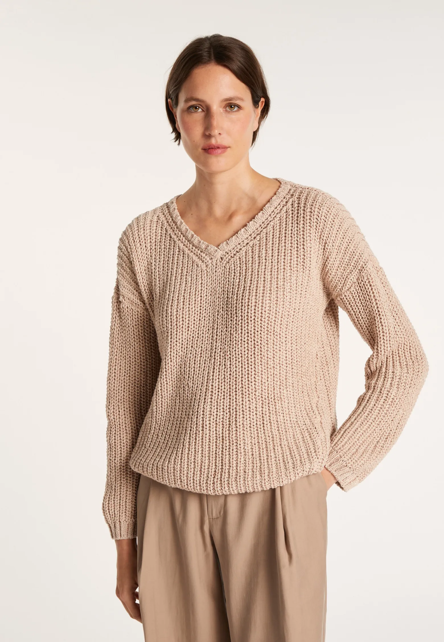 Montagut Ribbed knit V-neck sweater - Bulle