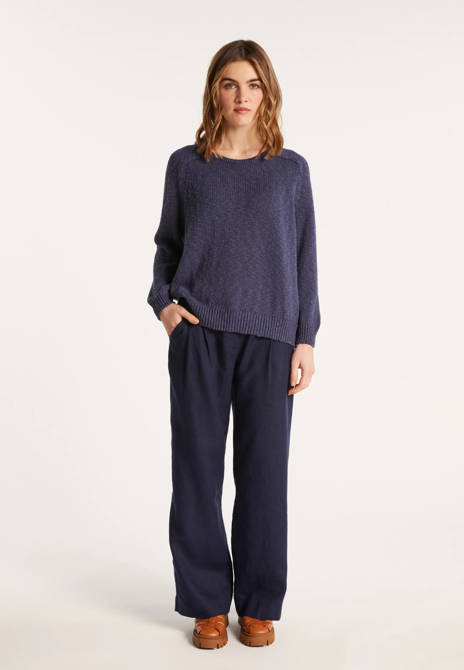 Montagut Round neck cotton and linen sweater - Nicky