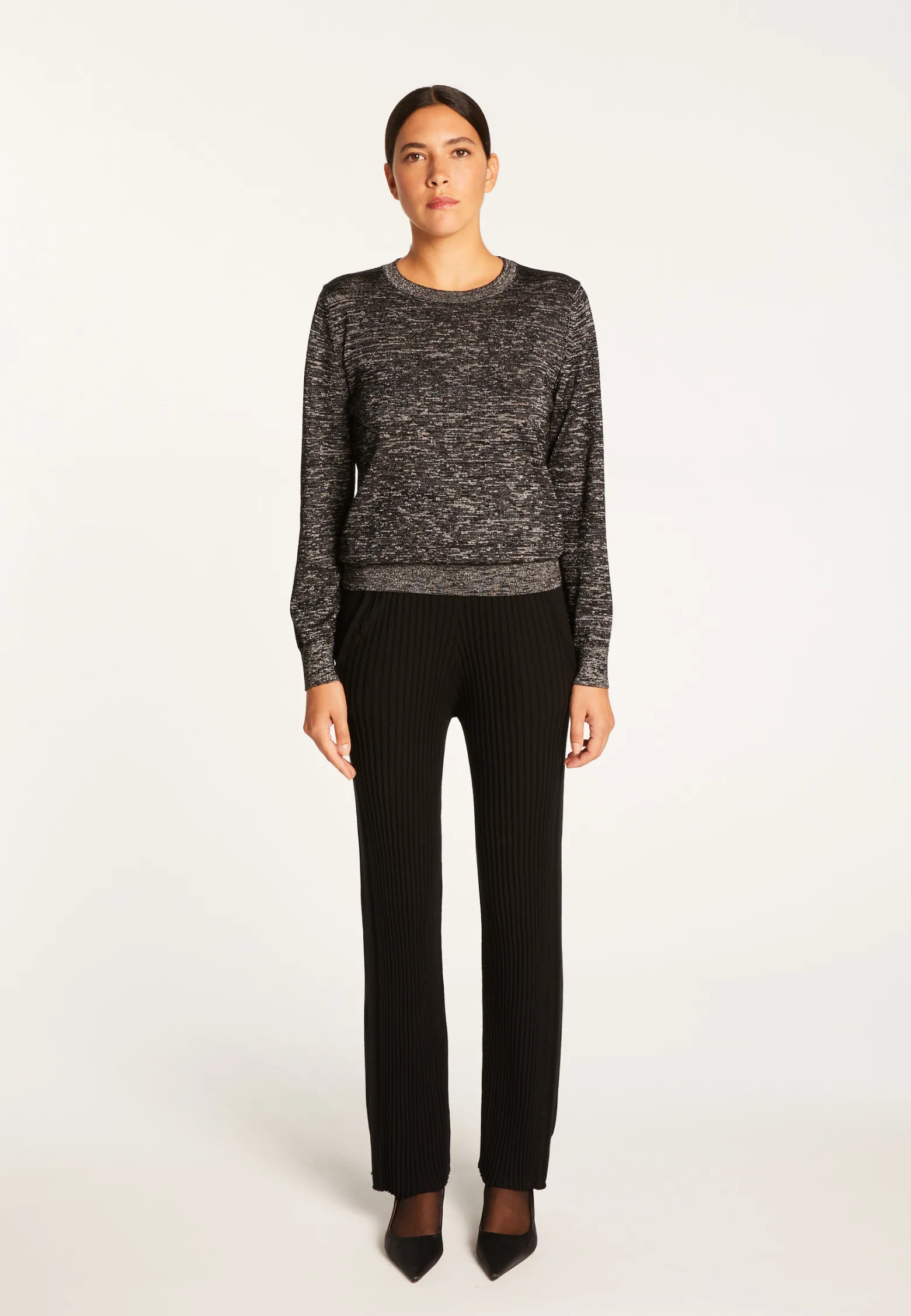 Montagut Round neck sweater in lurex merino wool - Asena Lux