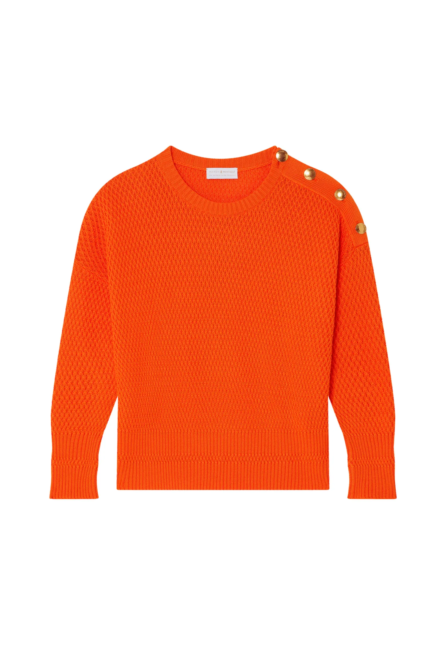 Montagut Round neck sweater with buttoned shoulder in cotton - Meryl