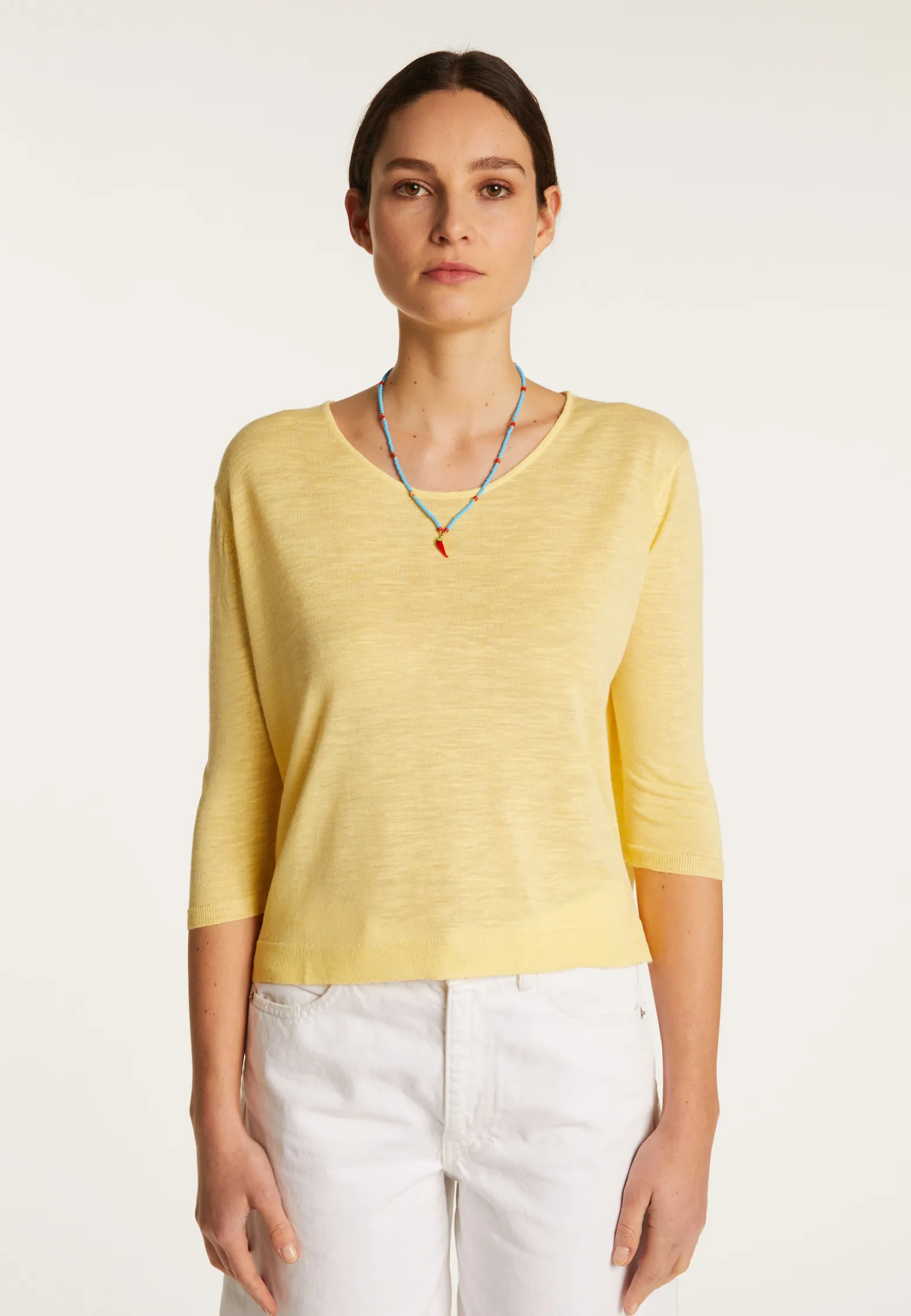 Montagut Round neck t-shirt in flamed linen - Domy