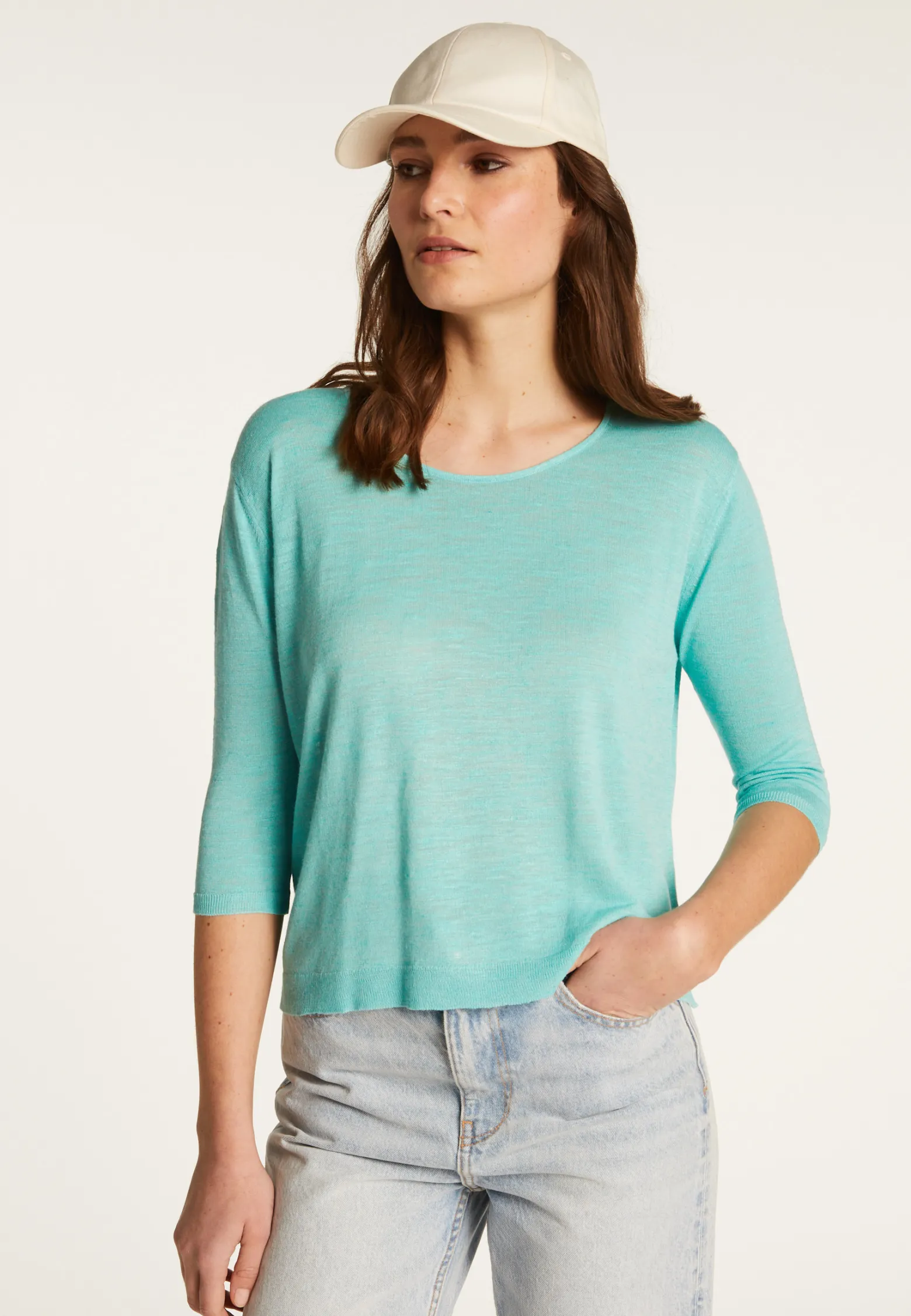 Montagut Round neck t-shirt in flamed linen - Domy