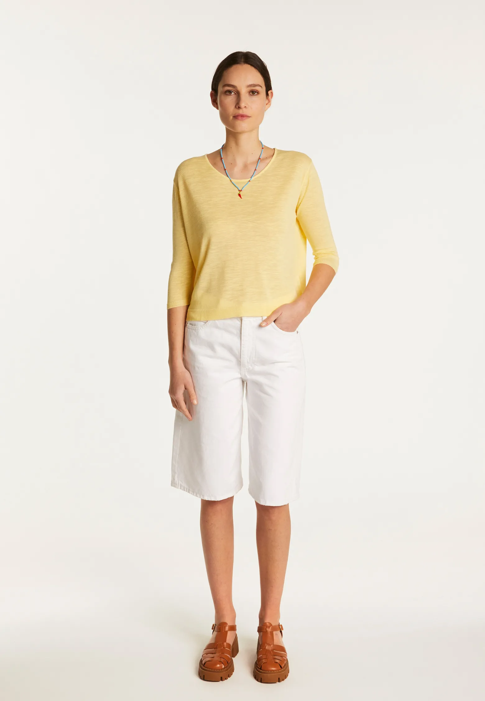 Montagut Round neck t-shirt in flamed linen - Domy