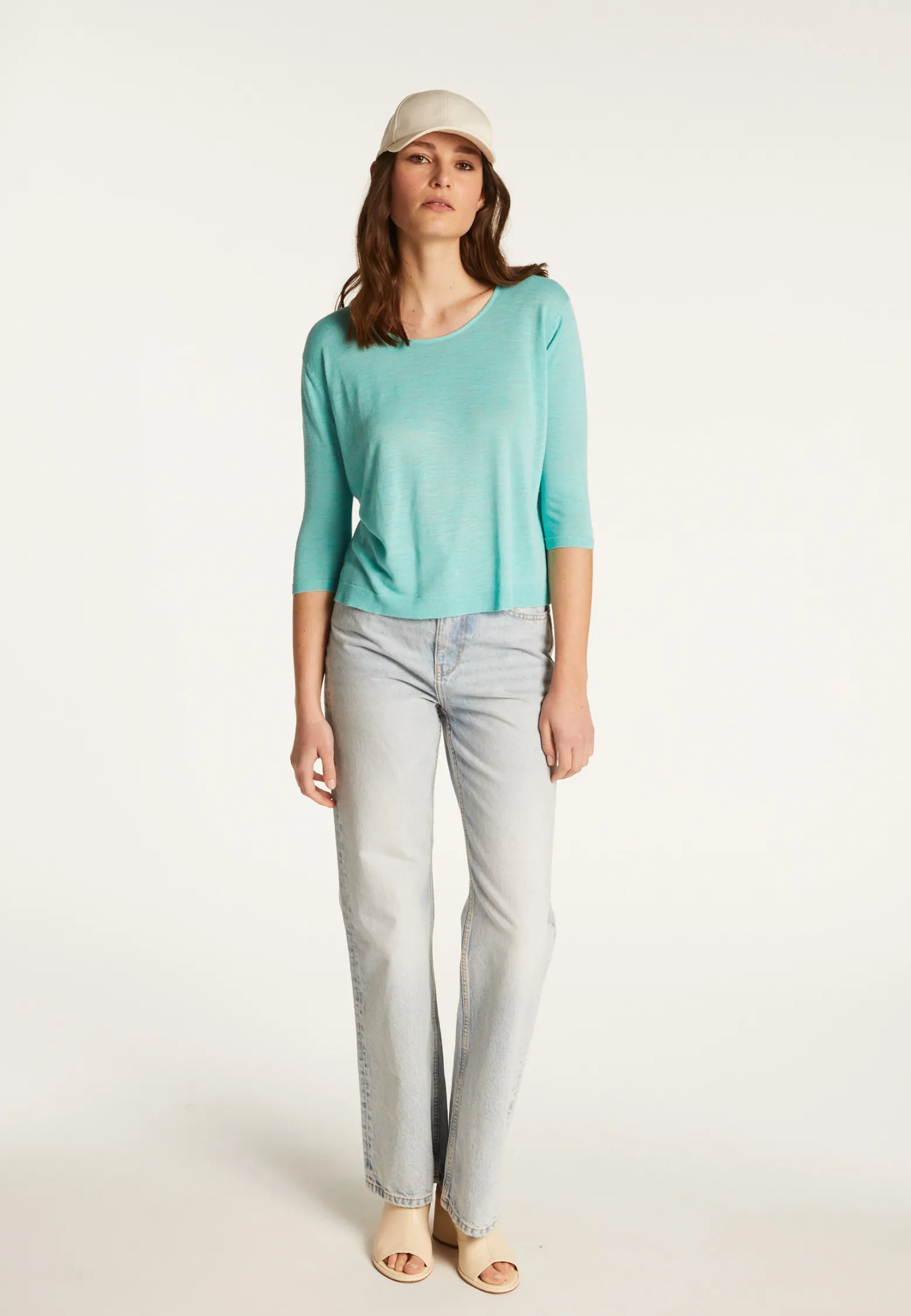Montagut Round neck t-shirt in flamed linen - Domy