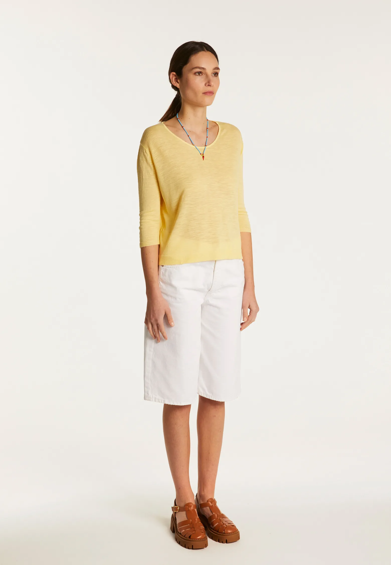 Montagut Round neck t-shirt in flamed linen - Domy