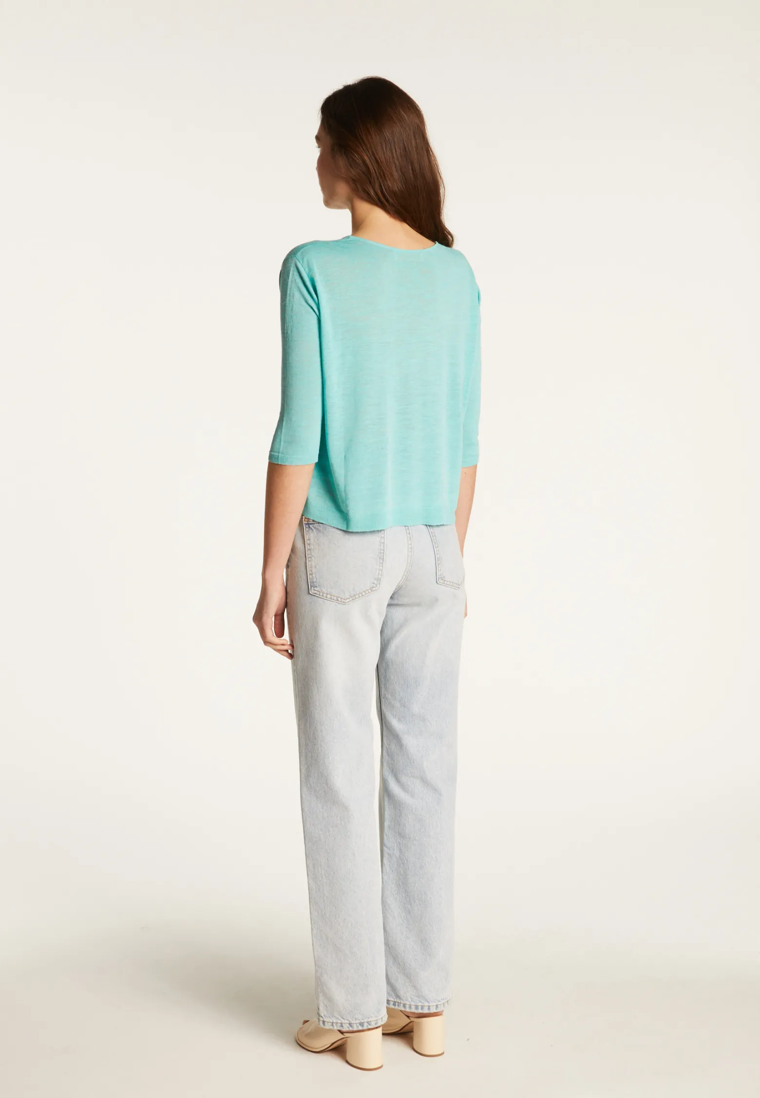 Montagut Round neck t-shirt in flamed linen - Domy