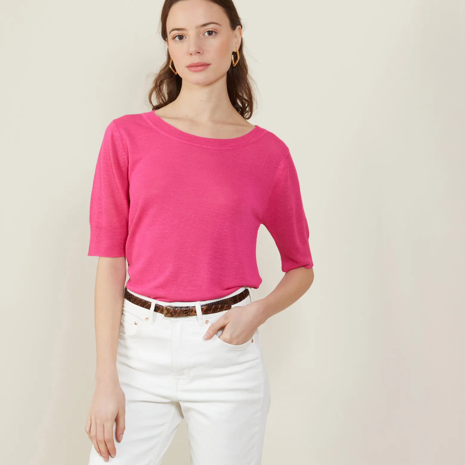 Montagut Round-neck slub linen T-shirt - Bonni