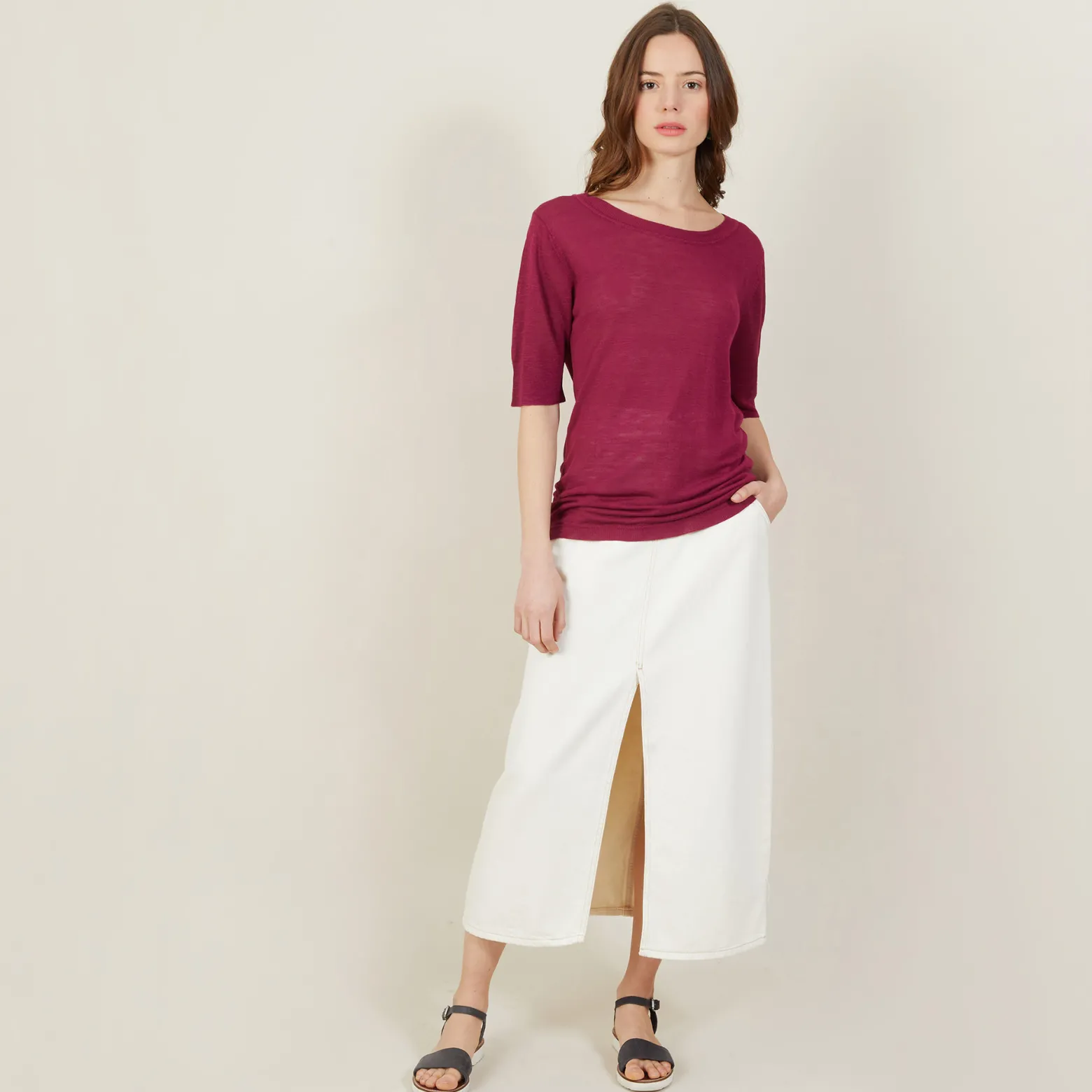 Montagut Round-neck slub linen T-shirt - Bonni