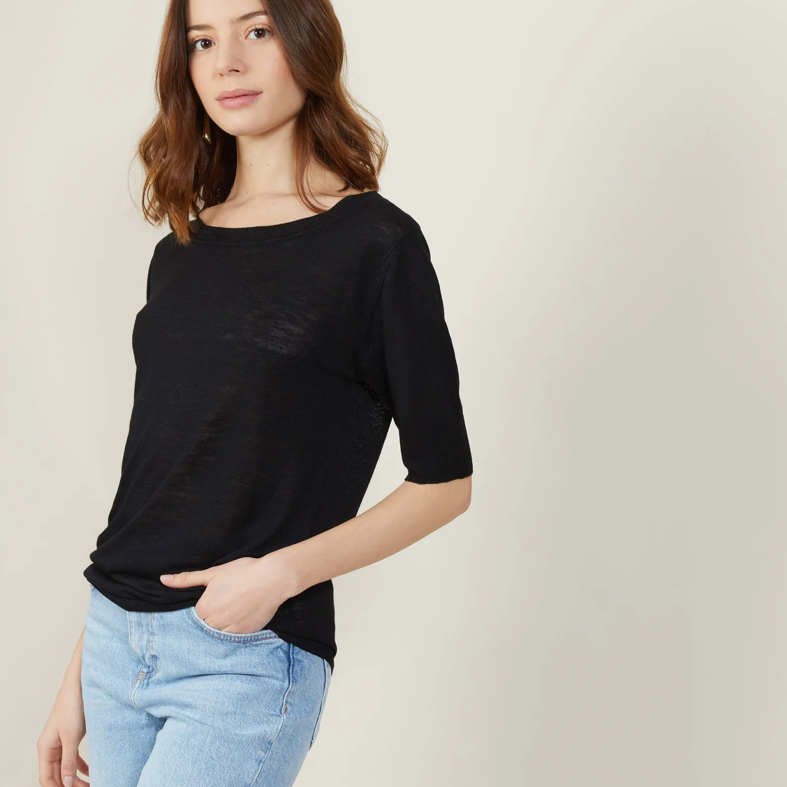 Montagut Round-neck slub linen T-shirt - Bonni