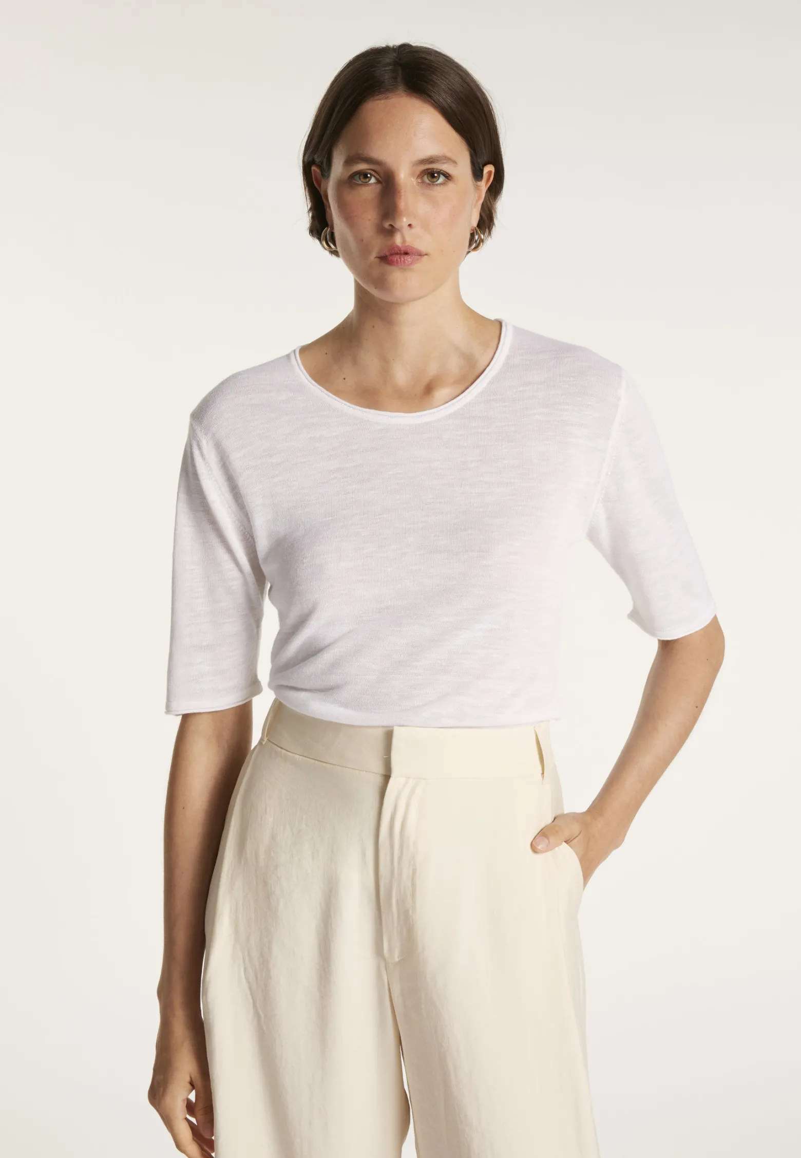 Montagut Round-neck T-shirt with elbow-length sleeves - MADY