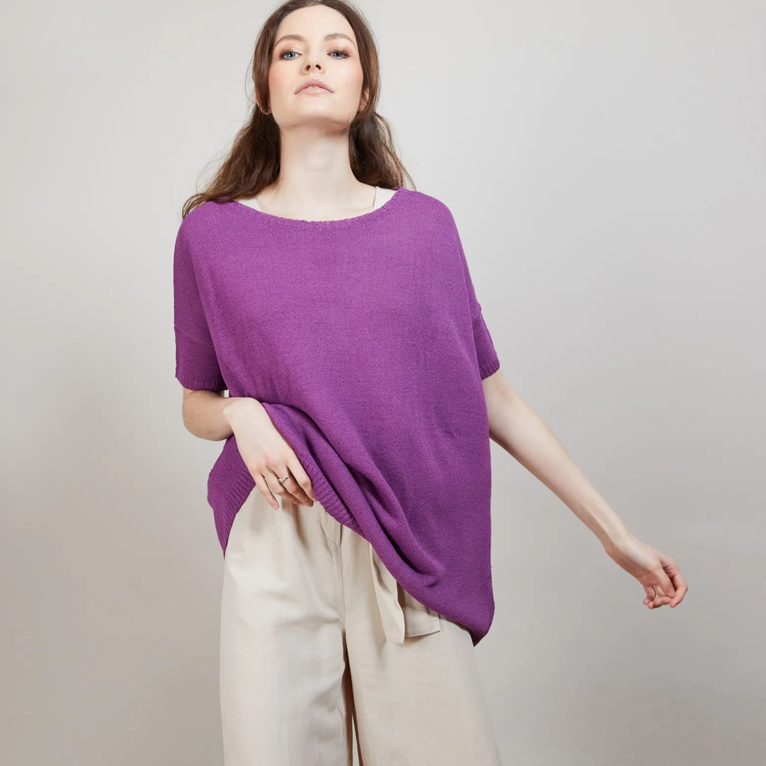 Montagut Round-neck viscose crepe T-shirt - Bibiche