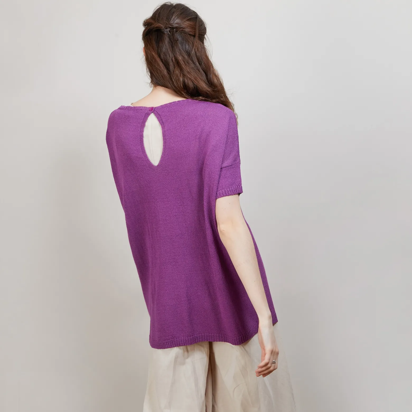 Montagut Round-neck viscose crepe T-shirt - Bibiche