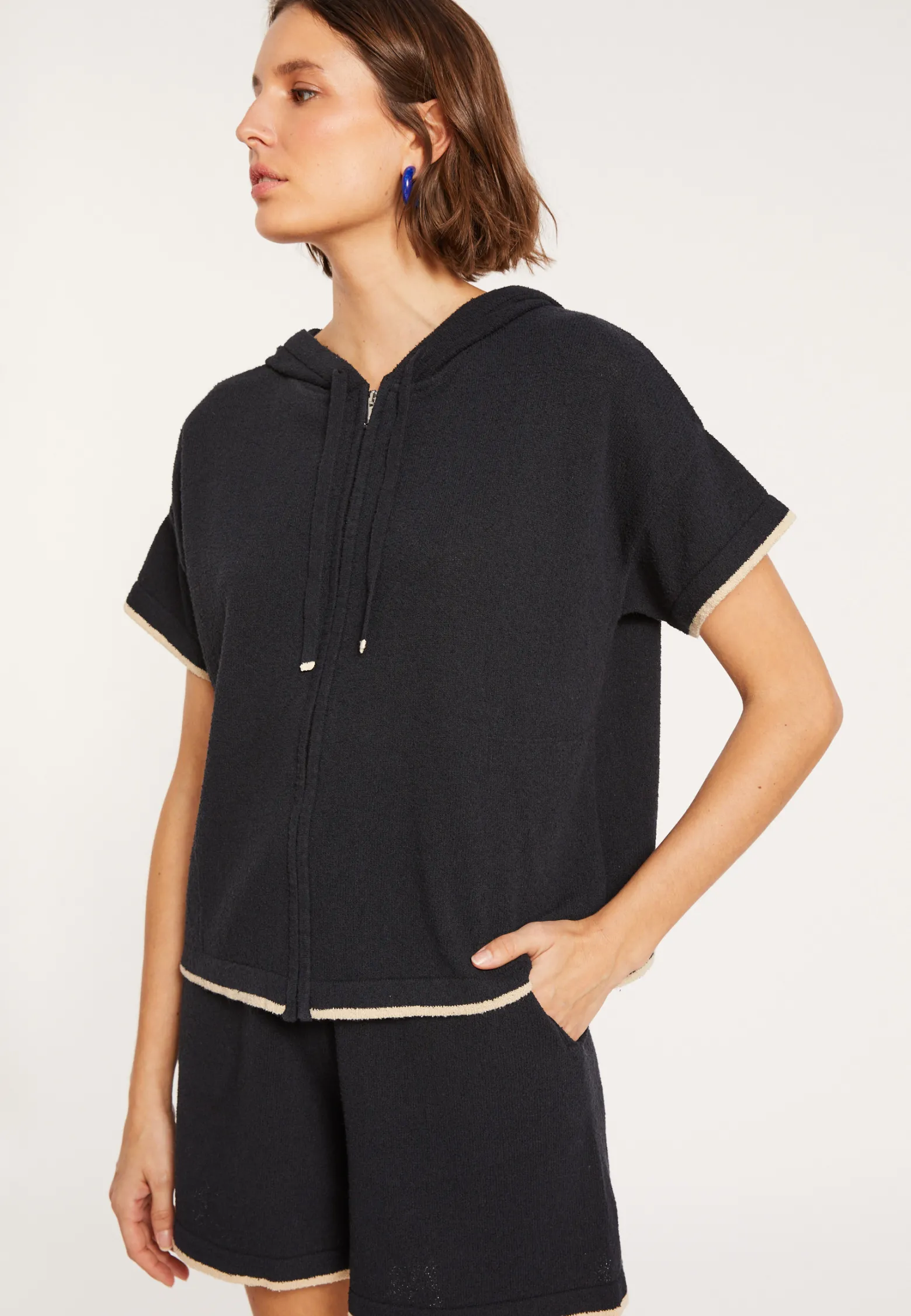 Montagut Short sleeve brushed cotton zip-up sweatshirt - Mackenzie