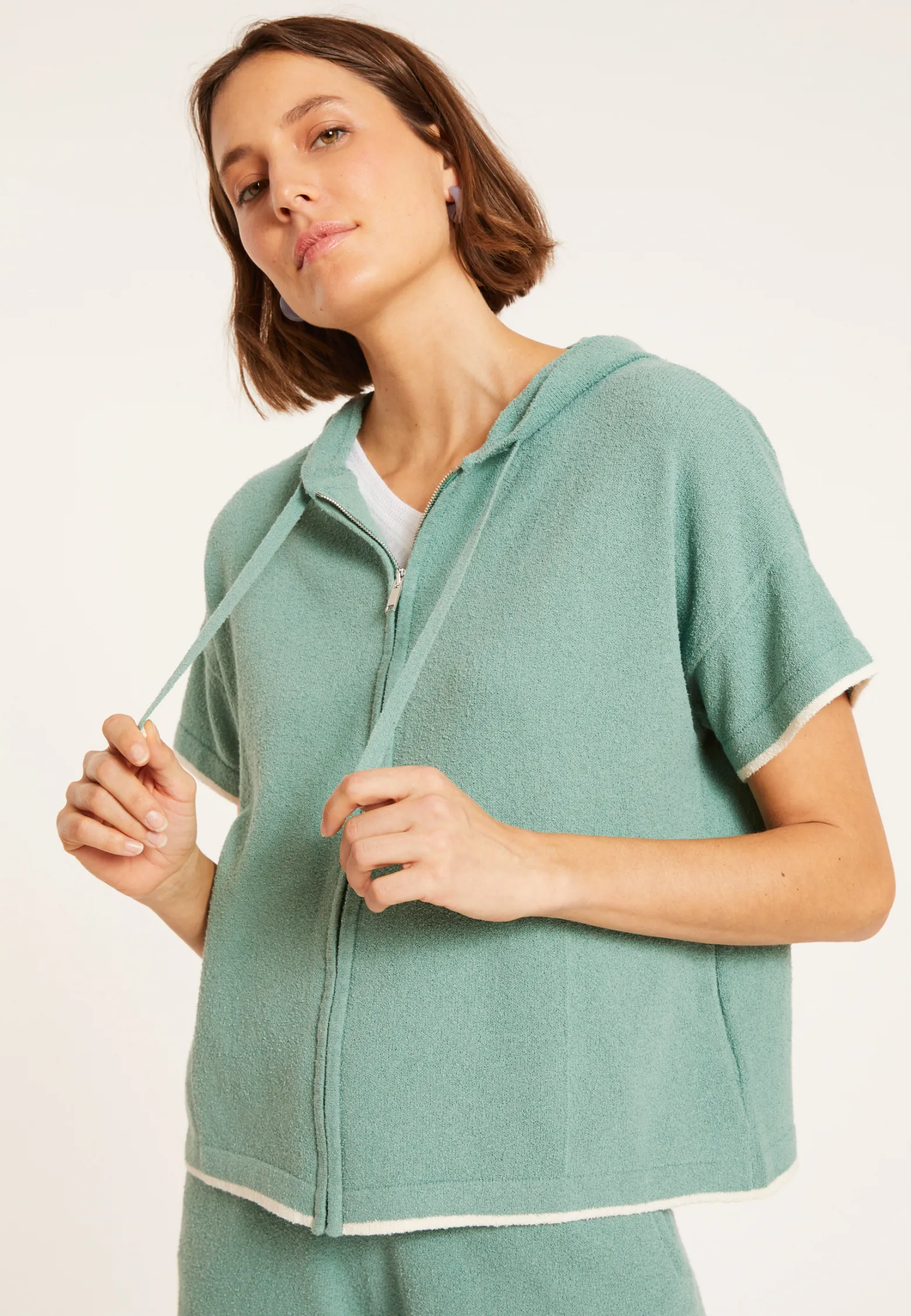 Montagut Short sleeve brushed cotton zip-up sweatshirt - Mackenzie